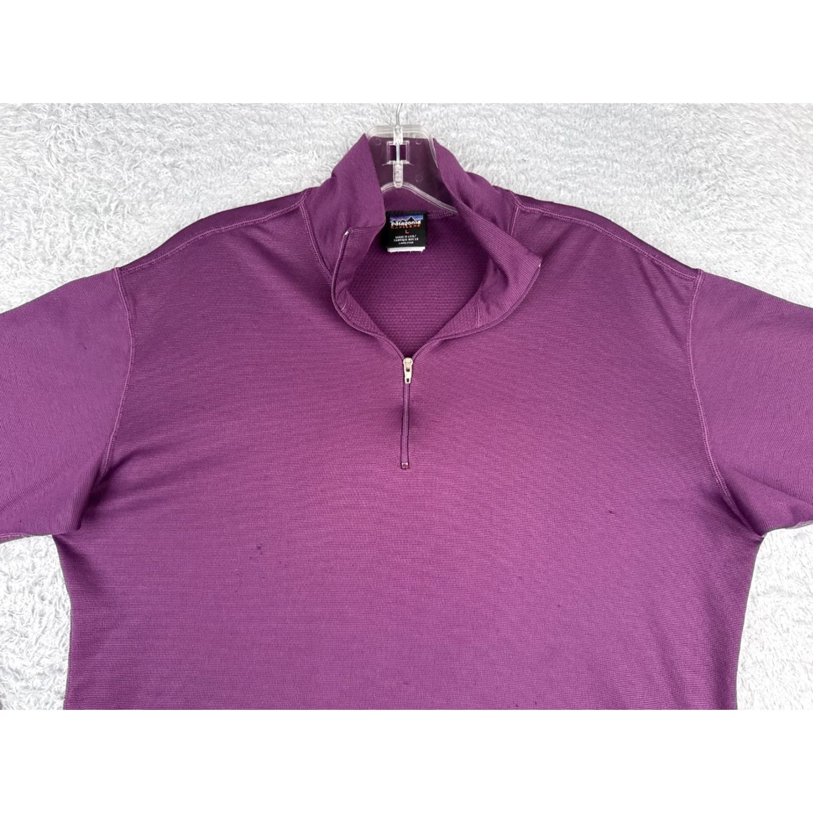 Patagonia Patagonia Shirt Women Large Purple Capilene 1/4 Zip Polyester Long Sleeve READ Size L / US 10 / IT 46 - 4 Thumbnail