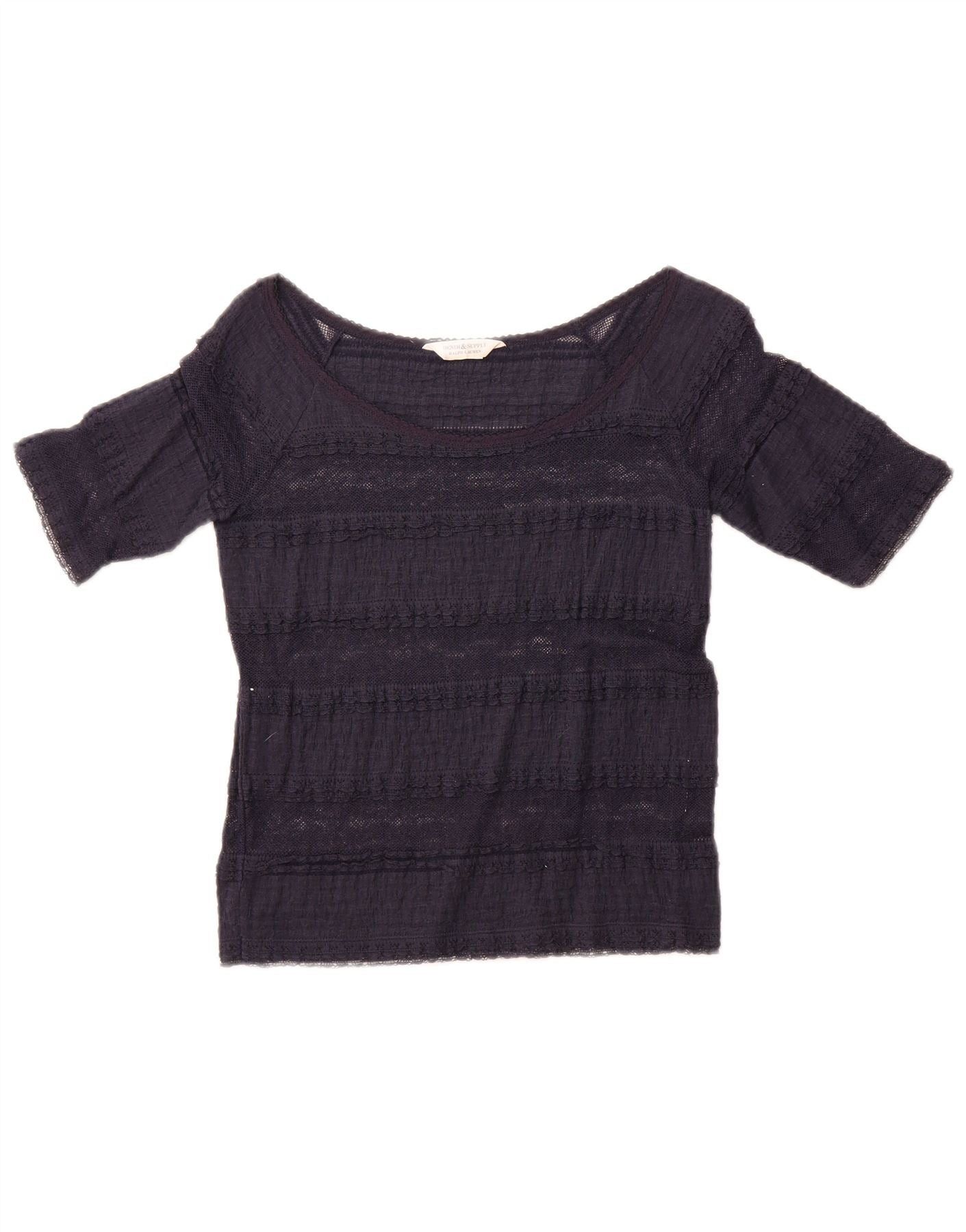 Ralph Lauren Womens Crop Blouse Top UK 12 Medium Navy Blue Size XS / US 0-2 / IT 36-38 - 1 Thumbnail