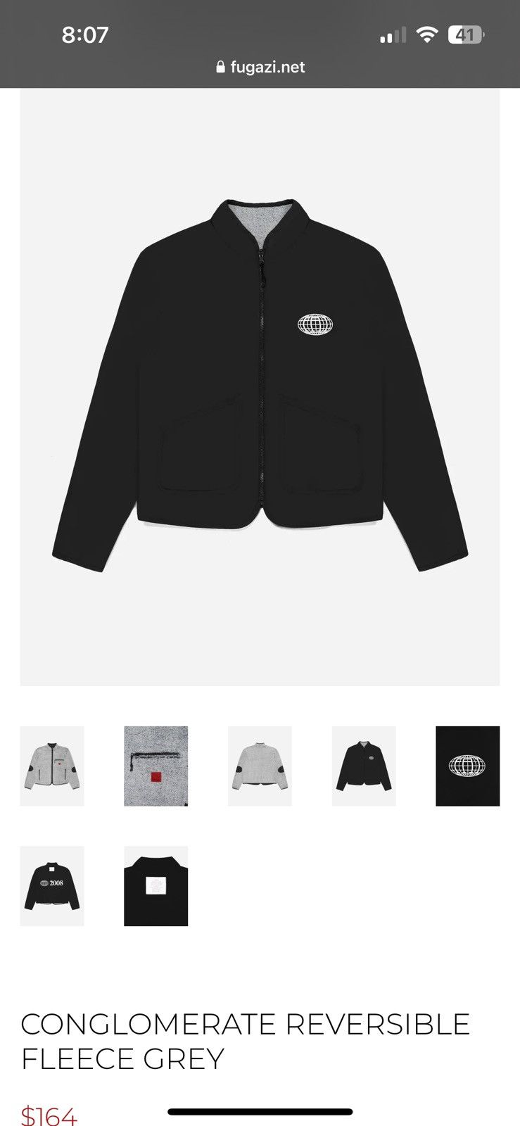 Fugazi 🔥FUGAZI🔥Conglomerate Reversible Fleece Grey Size US M / EU 48-50 / 2 - 7 Thumbnail