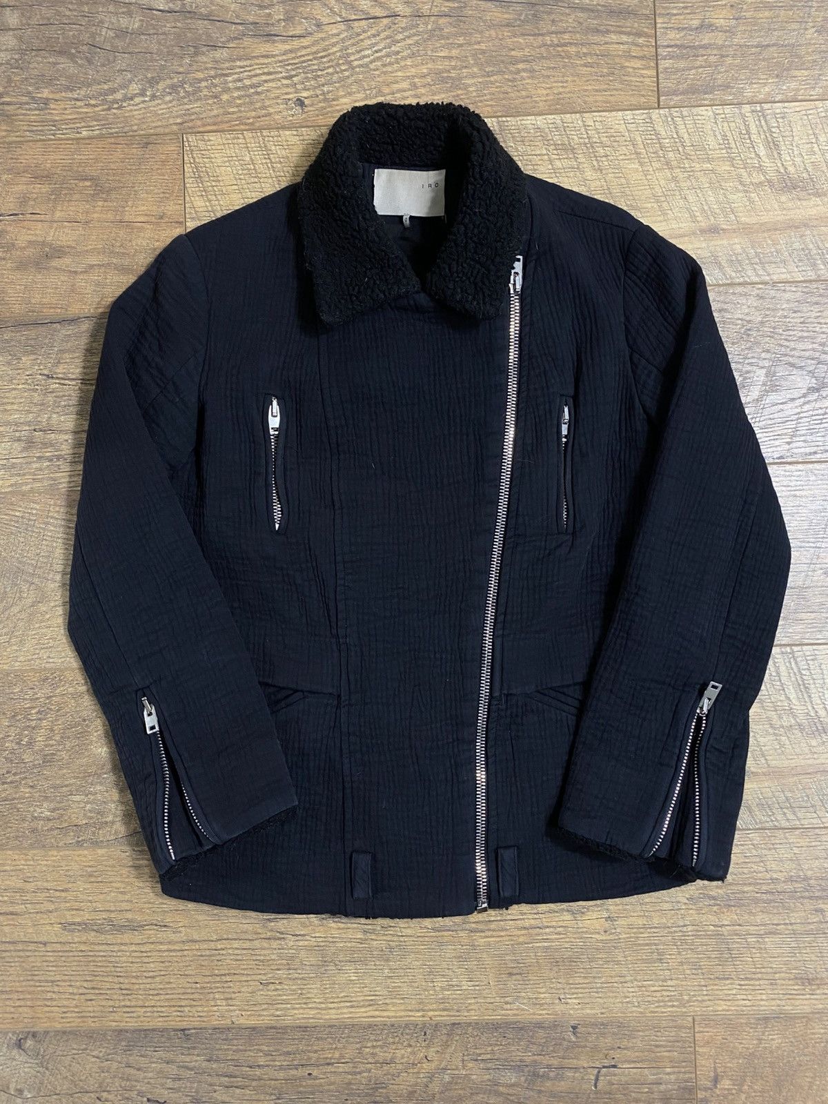 Iro IRO Paris Shearling Collar Biker Jacket. Lampo Zippers Size XS / US 0-2 / IT 36-38 - 3 Thumbnail