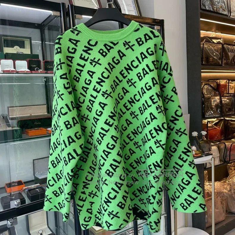 Balenciaga Balenciaga Ox Year Limited Green Full Logo Sweater Size US XS / EU 42 / 0 - 2 Thumbnail