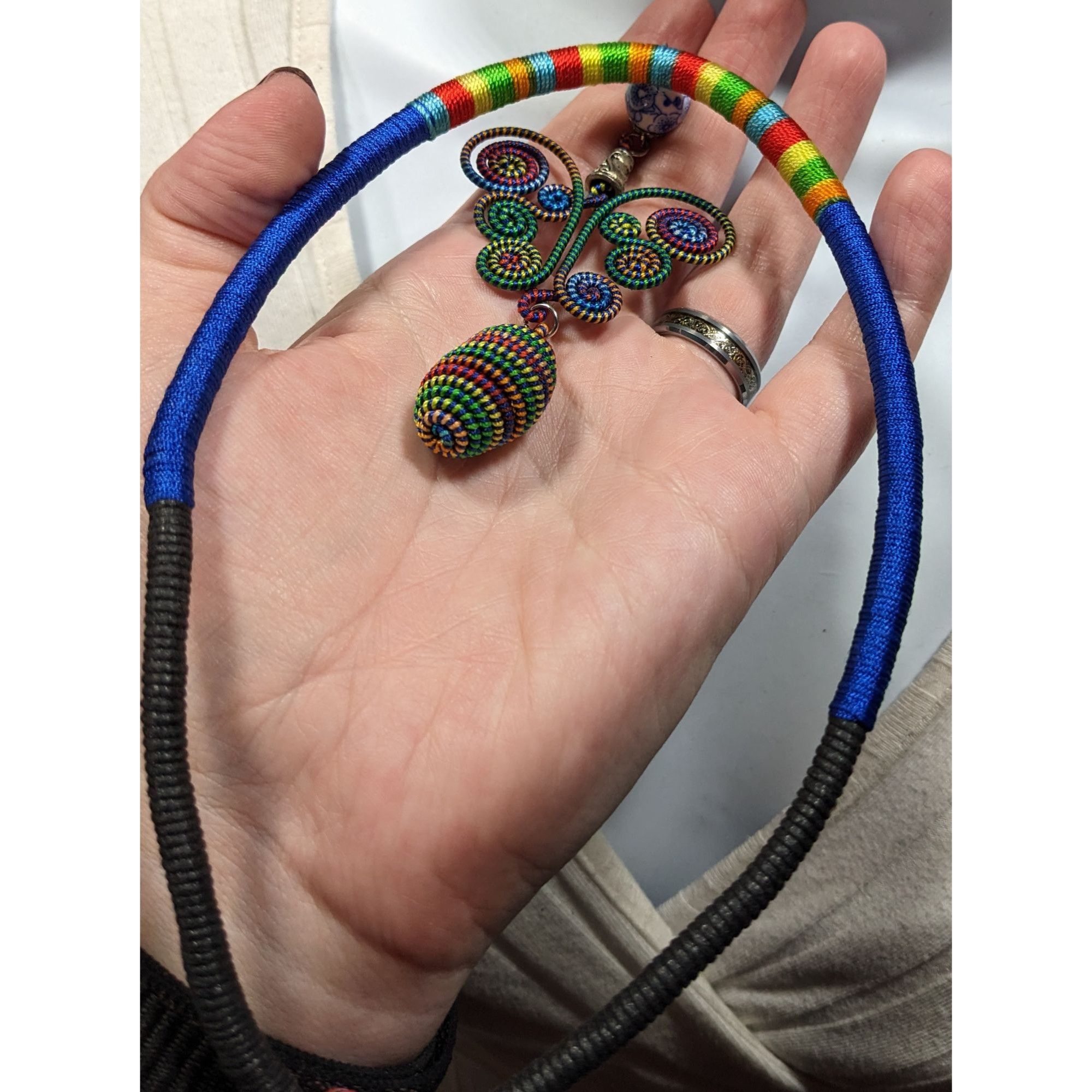 Other Rainbow Fairycore Wire And Thread Statement Pendant Necklace Size ONE SIZE - 5 Thumbnail