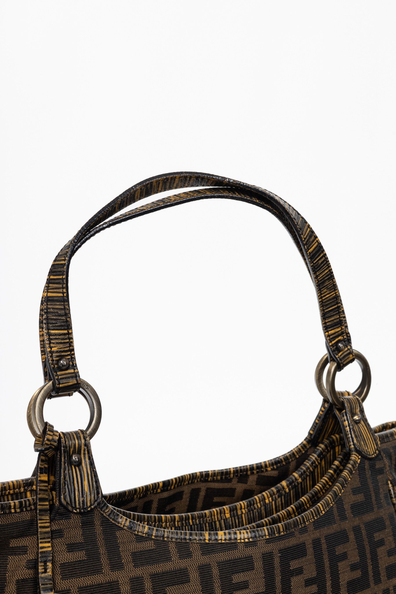 Fendi Fendi Chef Brown Zucca Canvas Leather-Trim Tote Size ONE SIZE - 6 Thumbnail