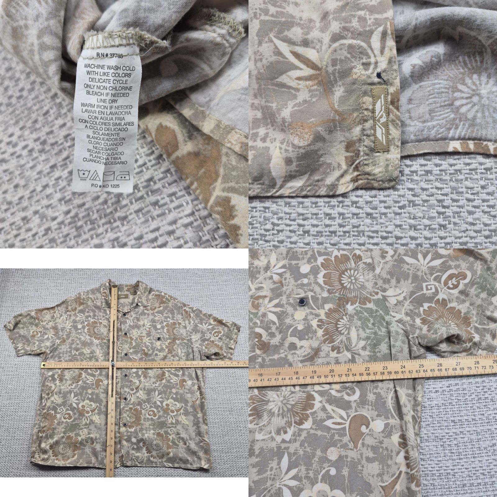 ALOHAS VINTAGE is not applicable; produce title: Natural Issue Button Up Shirt Mens Large Beige Hawaiian Aloha Floral Rayon Shirt Size US L / EU 52-54 / 3 - 8 Thumbnail
