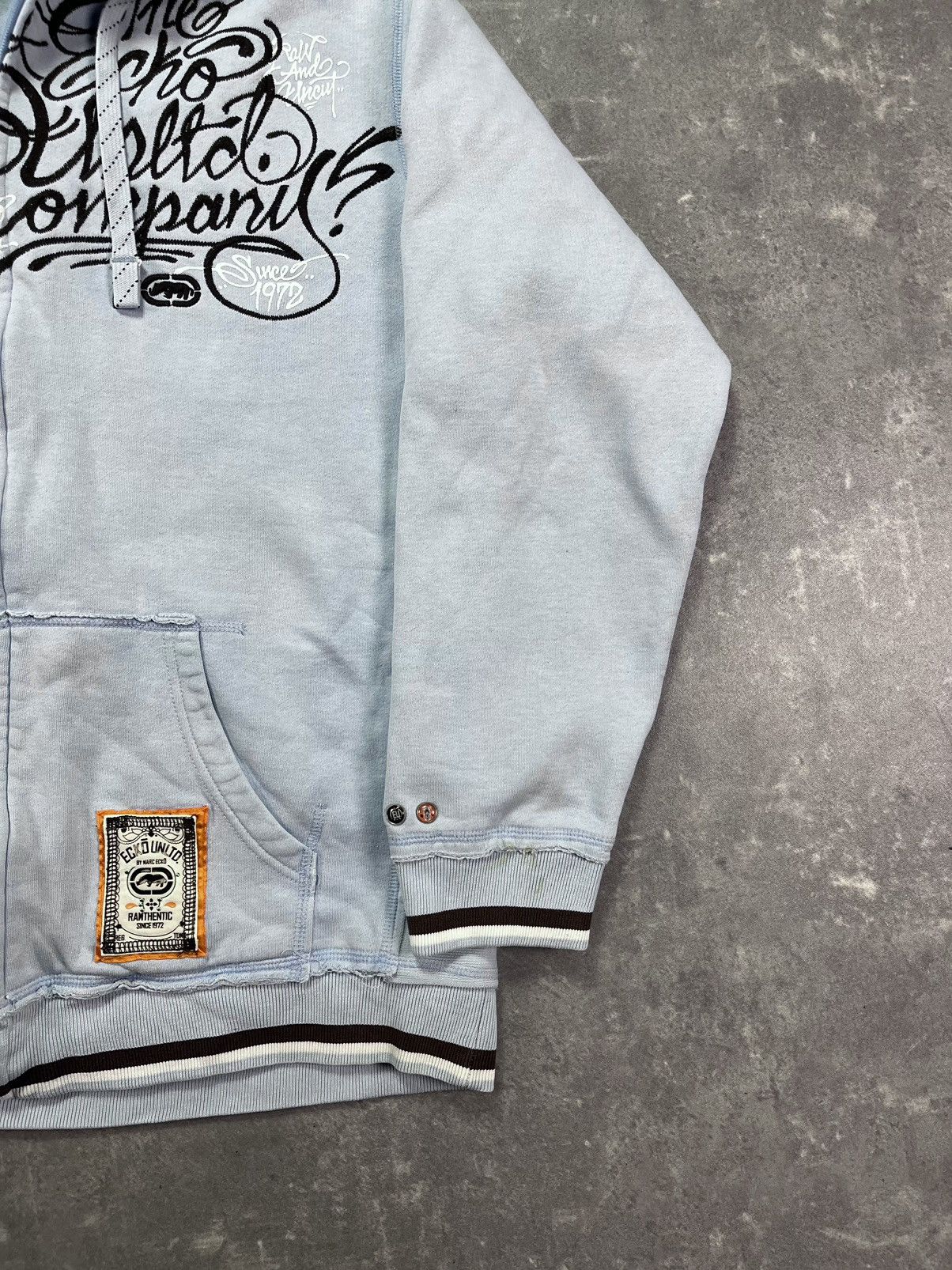 Ecko Unltd. Ecko Unltd. Embroidered Logo Baby Blue Baggy Zip Hoodie L XL Size US L / EU 52-54 / 3 - 6 Thumbnail