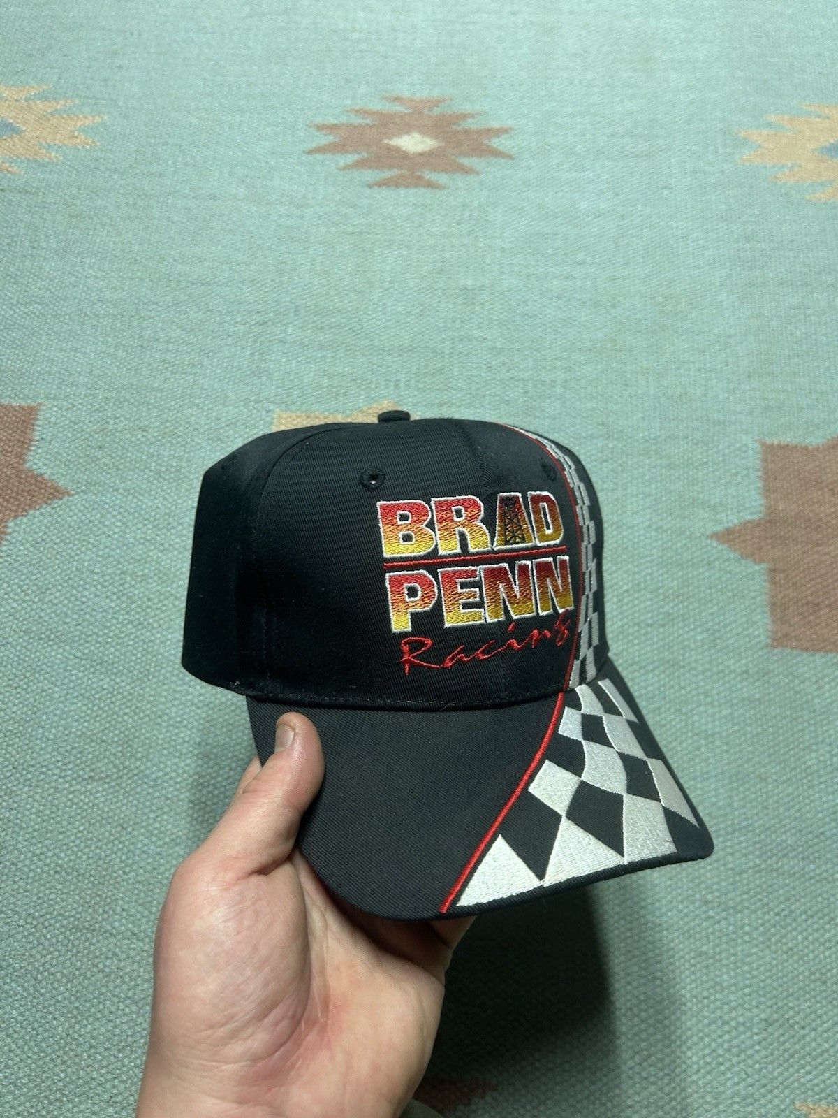 Vintage Vtg SnapBac hat Brad Penn racing oil checkered formula 1 NOS Size ONE SIZE - 1 Thumbnail