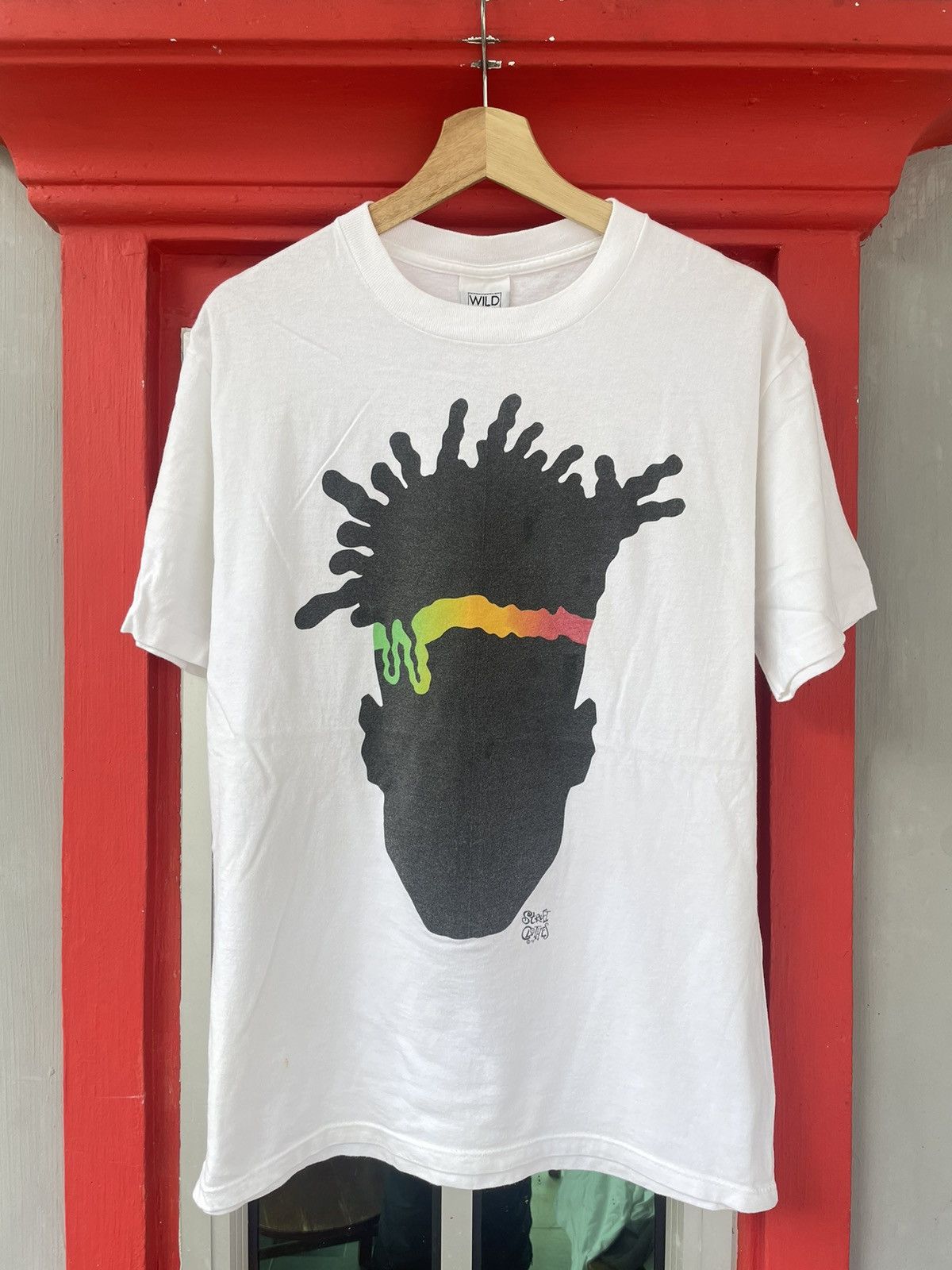image of Art x Vintage 90's Rastaman By Street Clothes Tshirt in White, Men's (Size Large)
