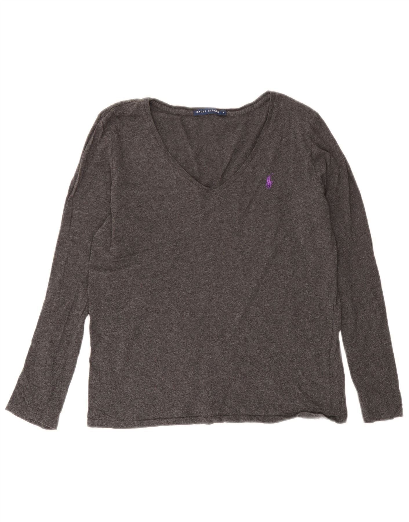 Ralph Lauren Womens Top Long Sleeve UK 14 Large Grey Cotton Size S / US 4 / IT 40 - 1 Thumbnail