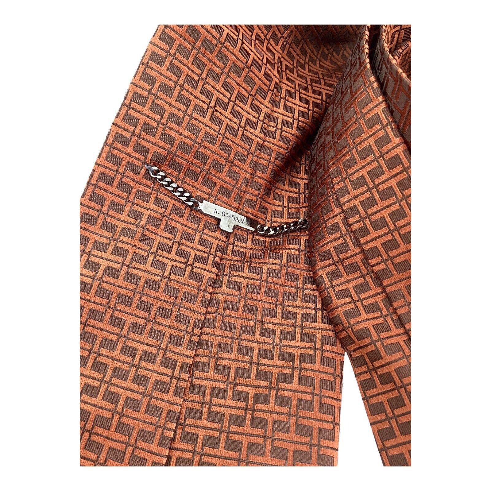 Testoni A.TESTONI Brown Monogrammed " T " Luxury Silk Tie In Italy W Size ONE SIZE - 4 Thumbnail