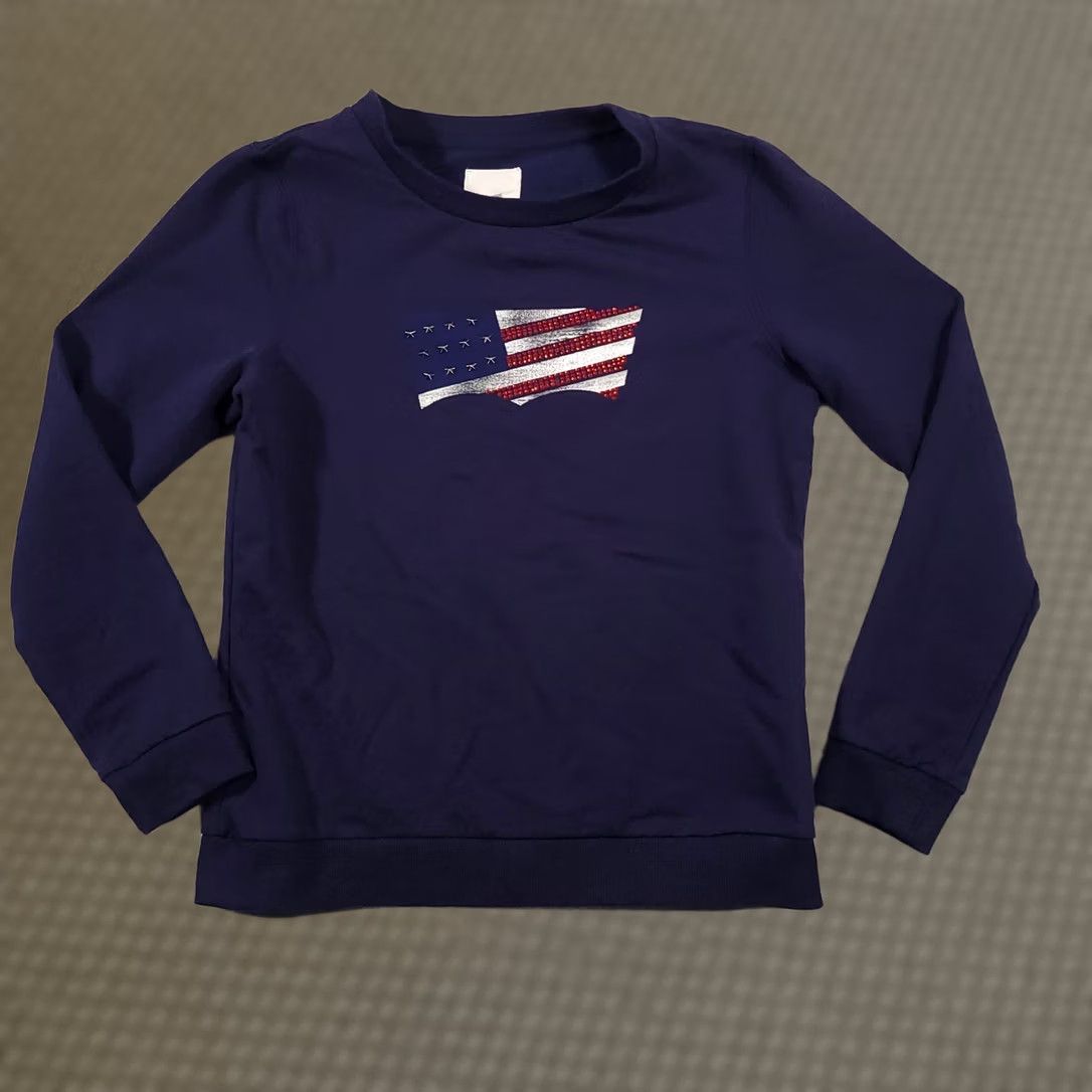 Levi's Levi's Sweatshirt Women Small Blue Round Neck Fleece Patriotic Flag Logo Jewels Size S / US 4 / IT 40 - 1 Thumbnail