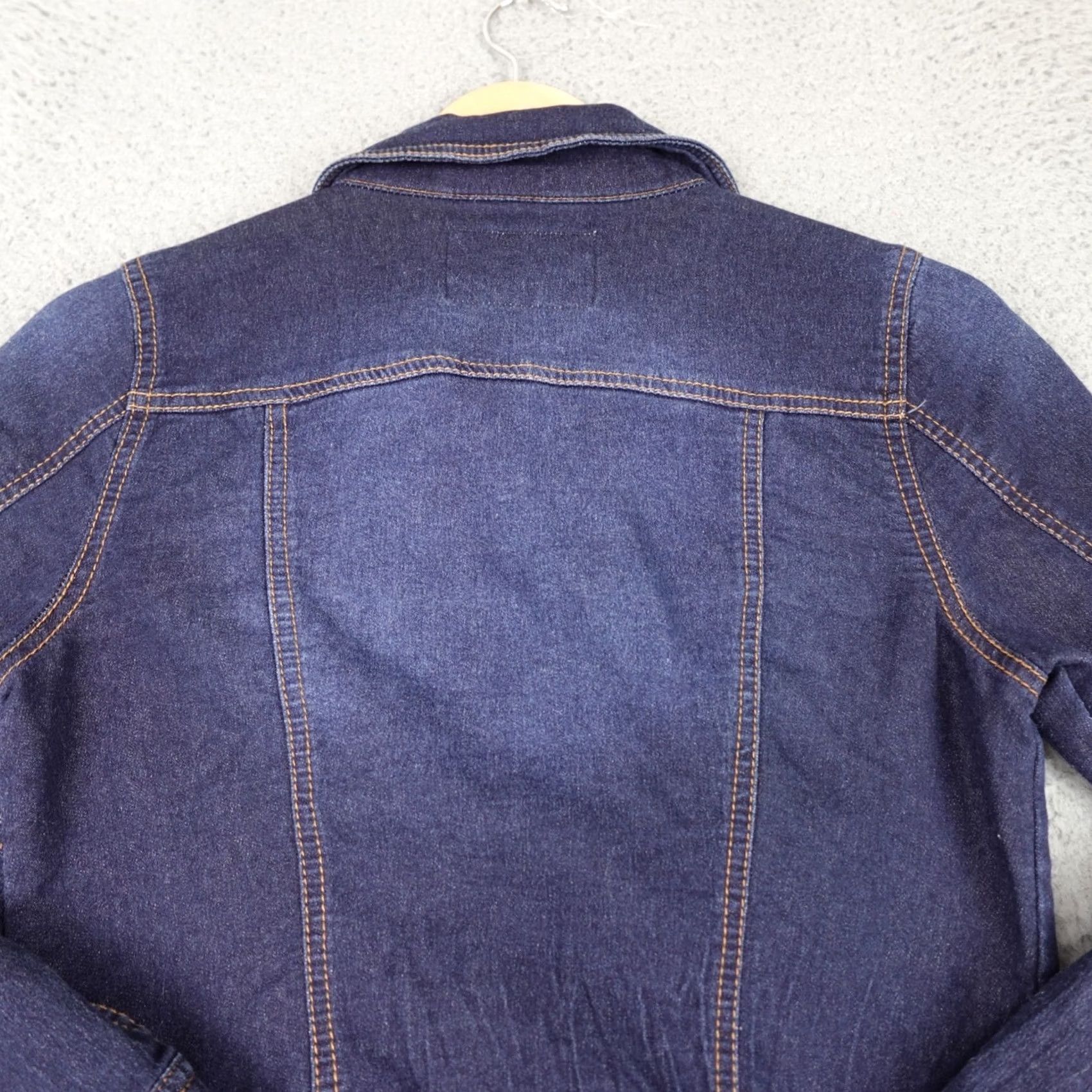 Vintage Rewash Denim Jacket Womens Small Blue Trucker Dark Wash Button Front Casual Jeans Jacket Size 28" / US 6 / IT 42 - 7 Thumbnail