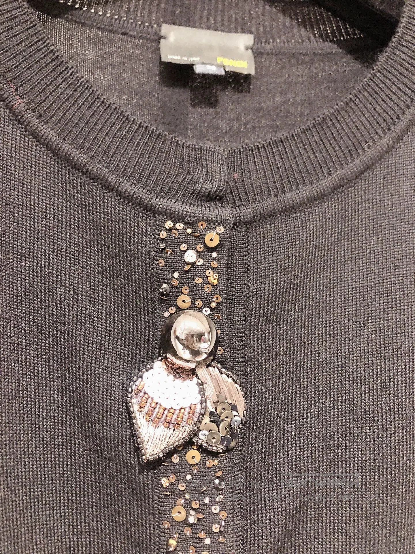 Fendi FENDI Black Sequin Beaded Knit Sweater. Size US S / EU 44-46 / 1 - 3 Thumbnail