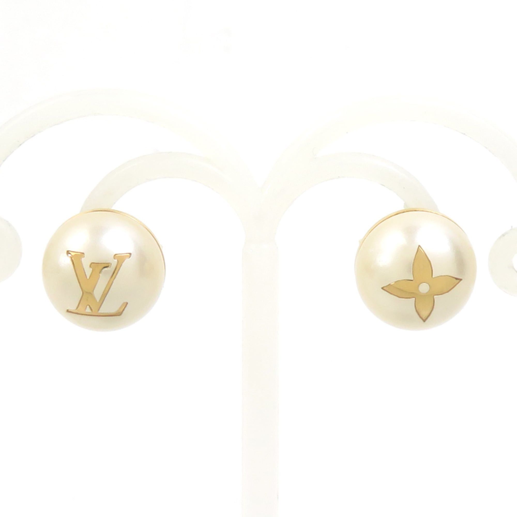 Louis Vuitton Louis Vuitton My Mix Stud Earrings with Pearl and Faux Metal in White Gold, Women's, M01589, Free Shipping, h31869k Size ONE SIZE - 1 Thumbnail