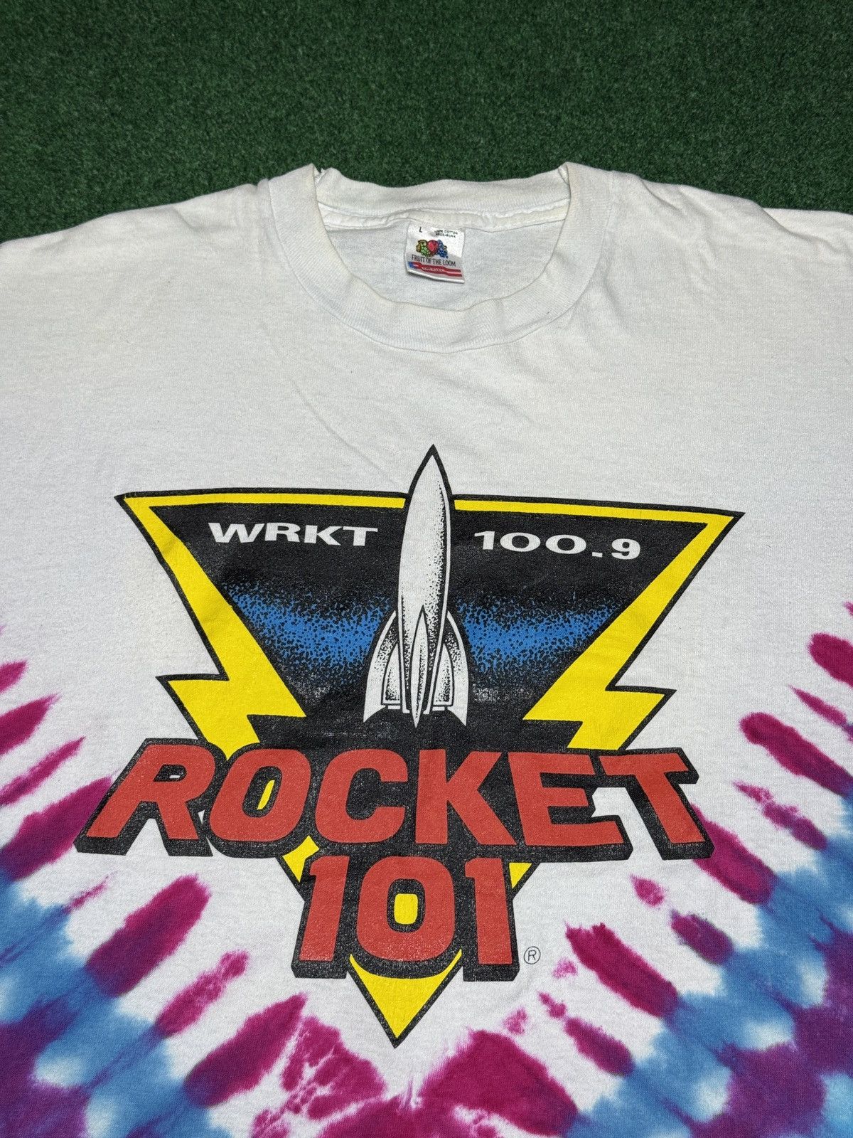 Liquid Blue Vintage 90s Rocket 101 Rock N Roll Radio Tie Dye T Shirt Size US L / EU 52-54 / 3 - 2 Thumbnail