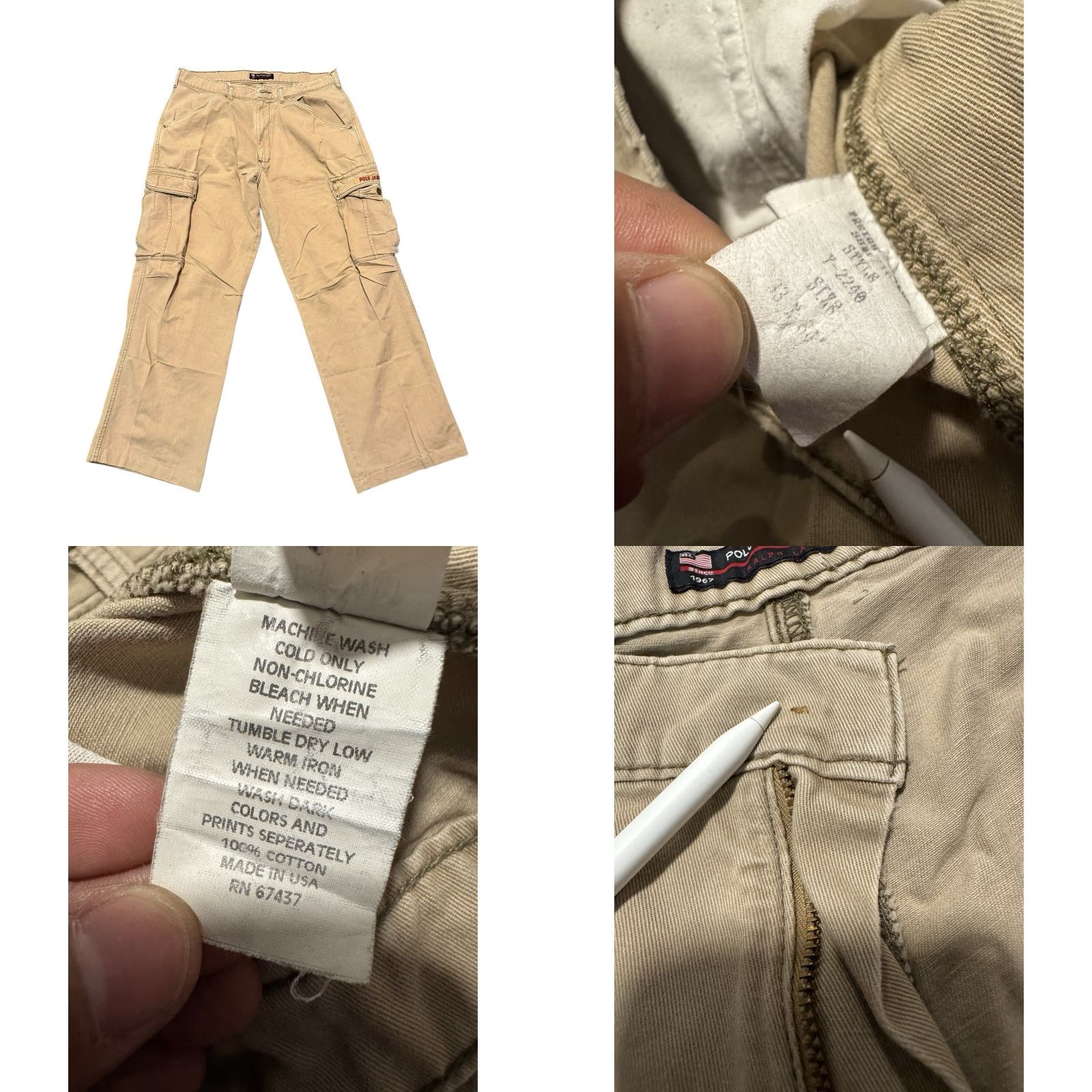 Polo Ralph Lauren VINTAGE Polo Ralph Lauren Polo Jeans Co Cargo Pants Mens 33x30 Khaki Read* Size US XS / EU 42 / 0 - 10 Thumbnail