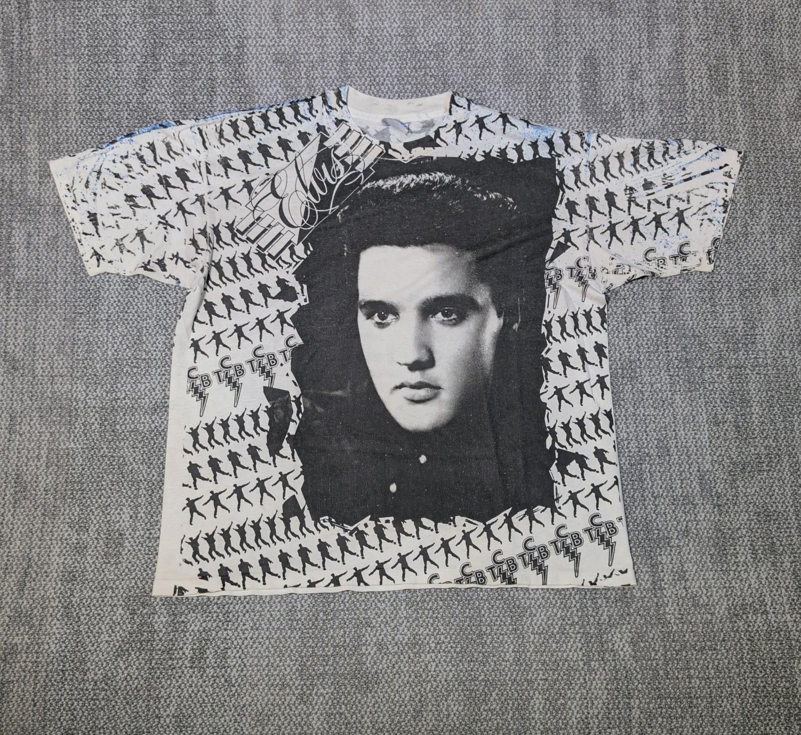Hanes Vintage 90s Elvis Presley Shirt XL Black White TCB AOP Hanes Size US XL / EU 56 / 4 - 1 Thumbnail