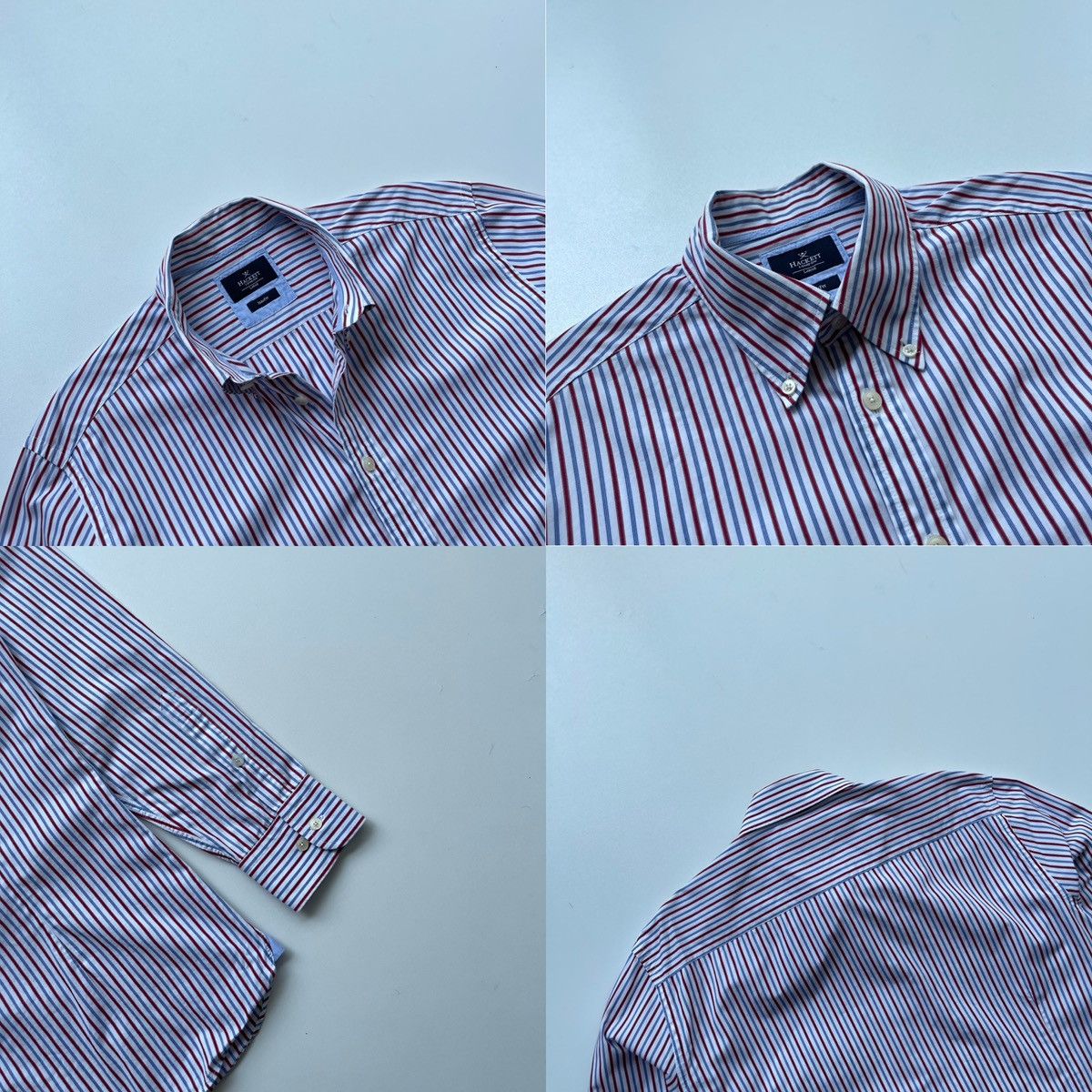 Hackett Hackett London Slim Striped Button Ups Shirt White/Red/Blue Size US L / EU 52-54 / 3 - 5 Thumbnail