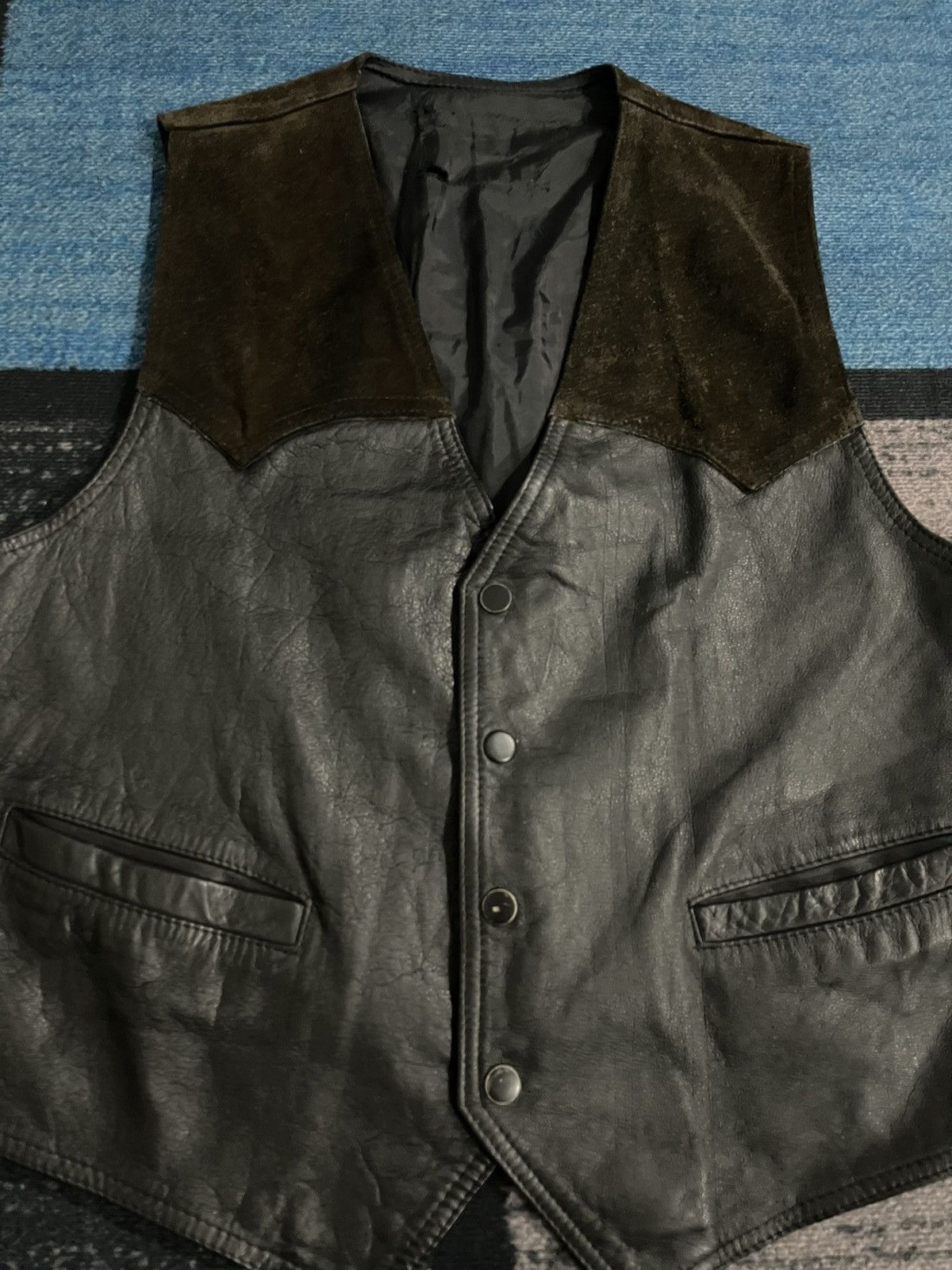 Leather × Vintage Vintage Cow Leather Snap Button Vest Size US M / EU 48-50 / 2 - 5 Thumbnail