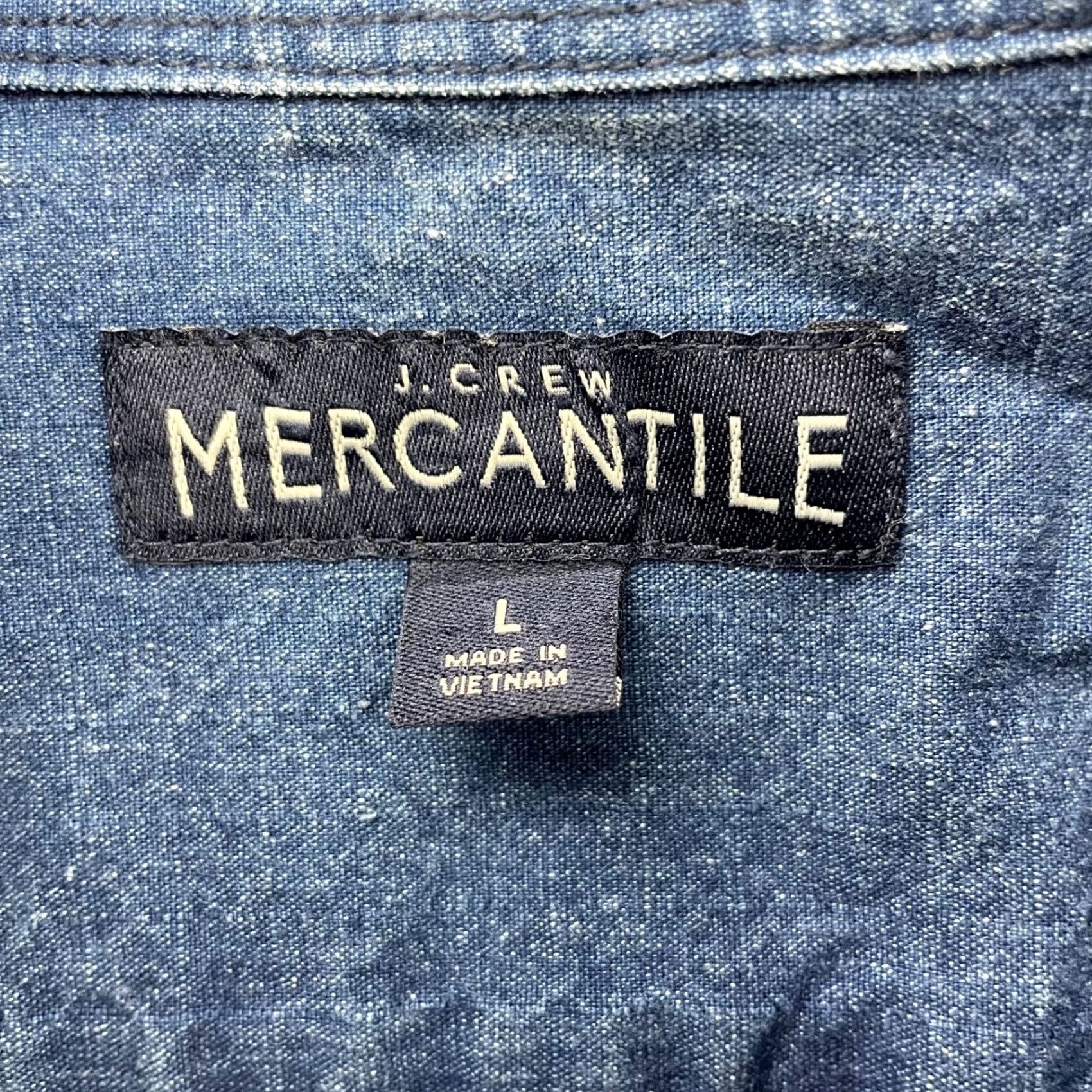 J.Crew J.CREW DENIM Button-Front Shirt Blue L 100% Cotton Short Sleeve Men’s Regular Mens Size US L / EU 52-54 / 3 - 3 Thumbnail
