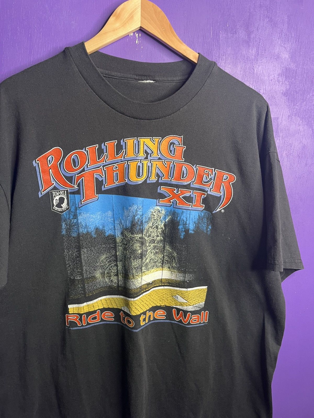Vintage Vintage 1998 rolling thunder ride the wall t-shirt Size US XL / EU 56 / 4 - 3 Thumbnail