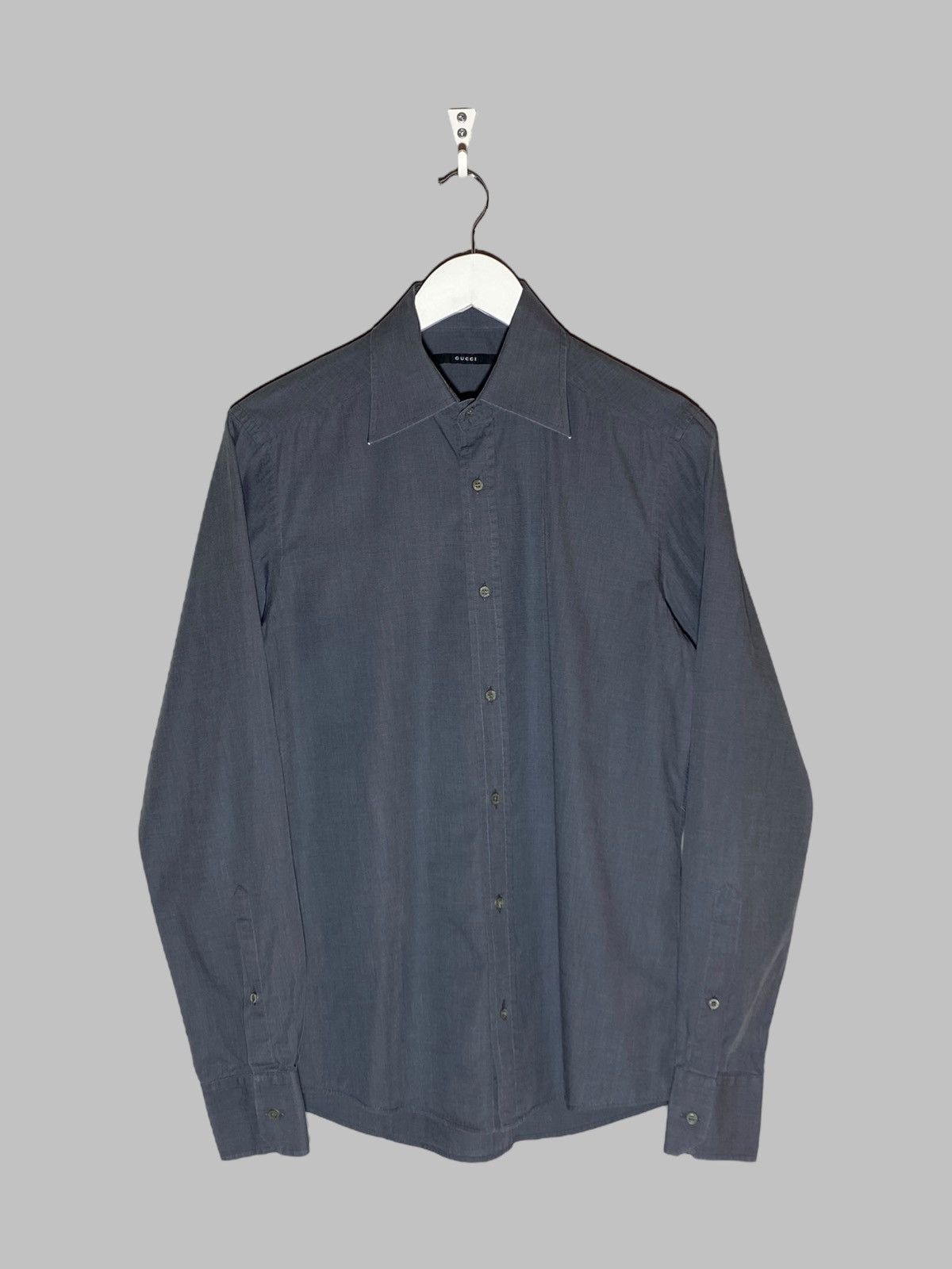 Gucci Vintage Gucci Gray Button Up Dress Shirt Rare Size US M / EU 48-50 / 2 - 1 Thumbnail