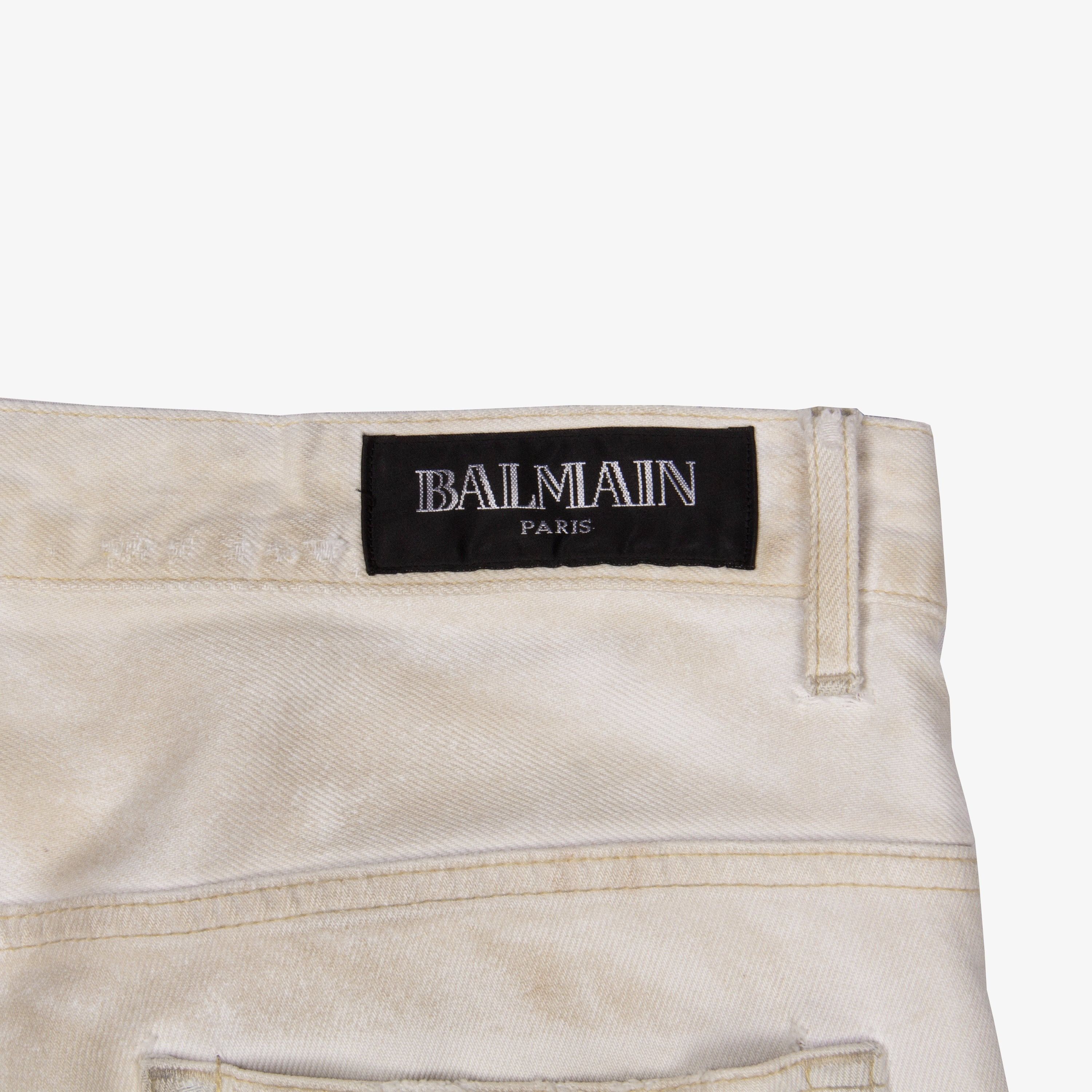 Balmain BALMAIN WHITE DISTRESSED DENIM Size US 31 - 5 Thumbnail