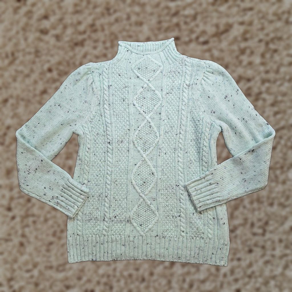 Talbots Talbots Sweater Women Large Green Speckled Cable Knit Sleeve Casual Top Basic Shirt Pullover Knit Turtleneck Long Sleeve Regular Size L / US 10 / IT 46 - 1 Thumbnail