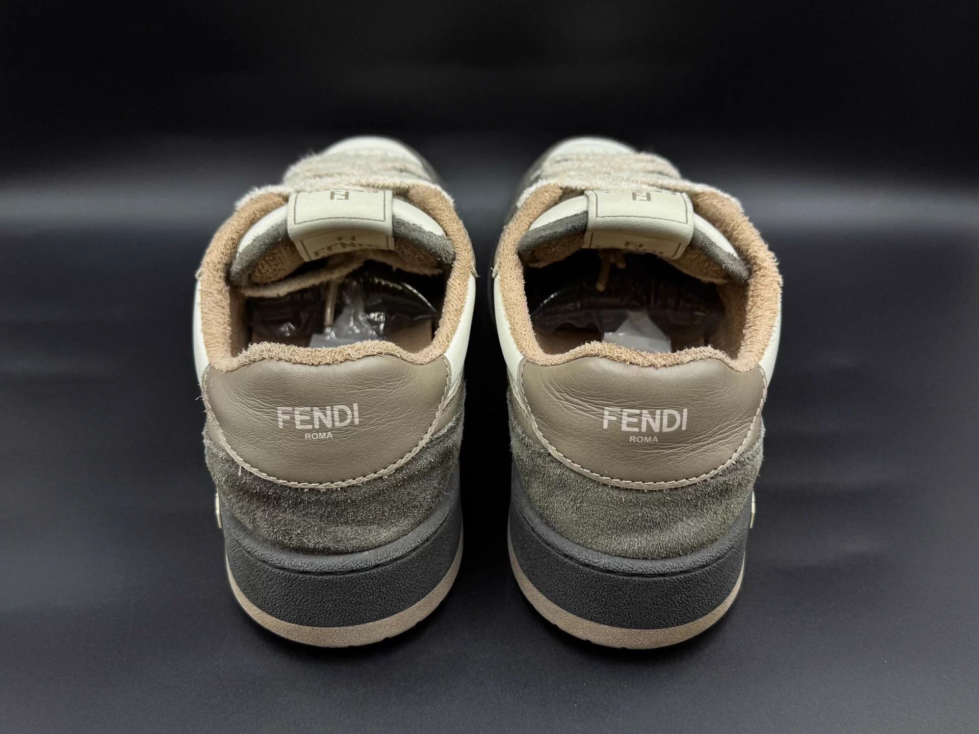 Fendi FENDI men's low-top lace-up gray white sneakers Size US 8 / EU 41 - 5 Thumbnail