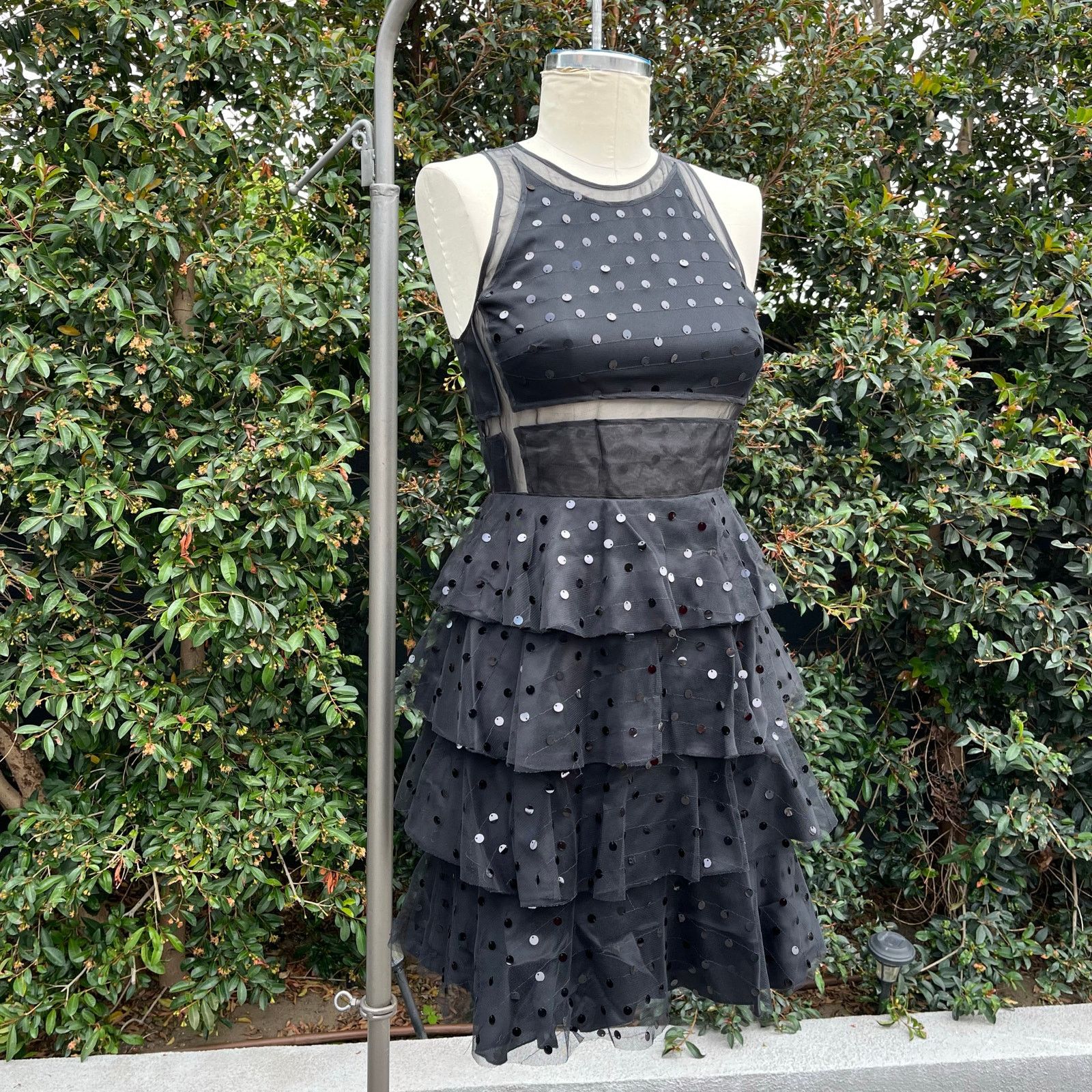 Theory NWT Theory Metallic Dot Silk Black Damia Evening Dress $1995 Size S / US 4 / IT 40 - 2 Thumbnail
