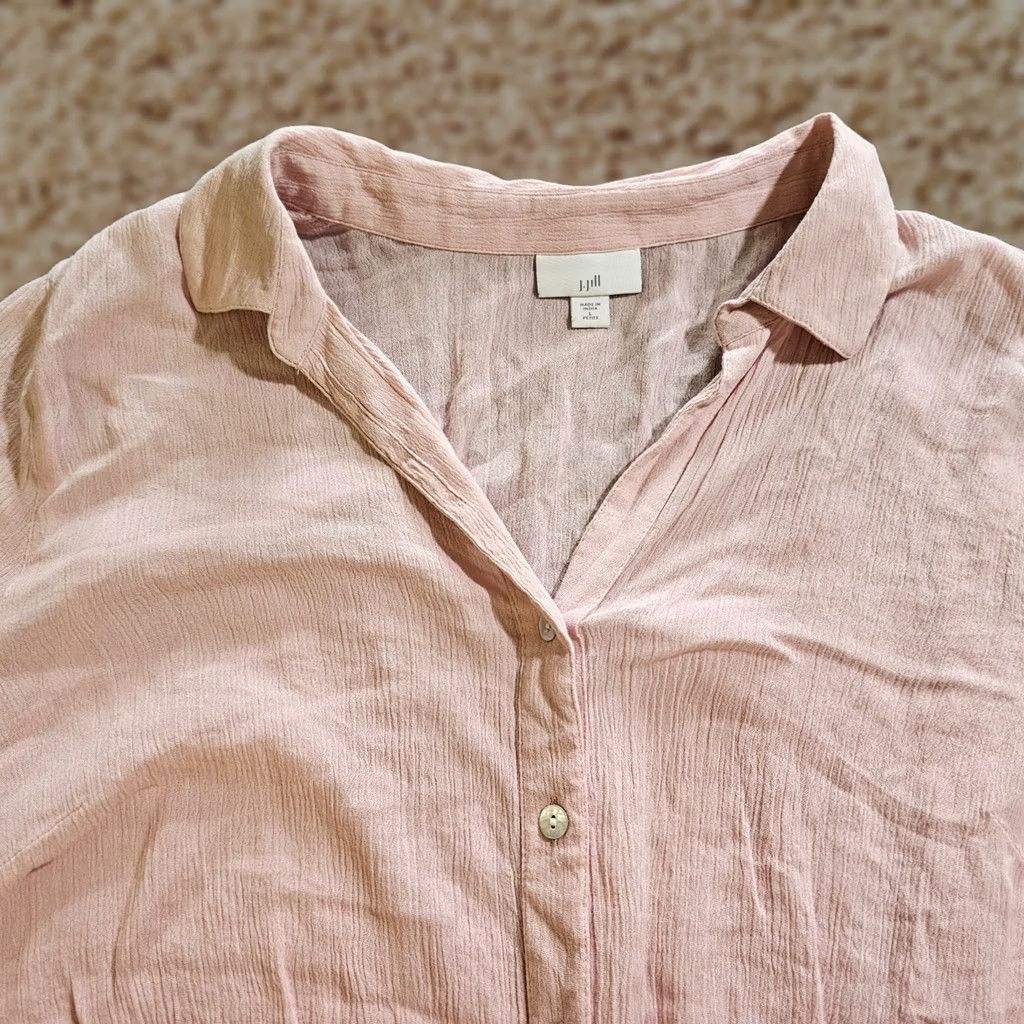 J. Jill J Jill Top Blouse Womens Petites Large Pink Ombre Button Tie Waist Long Sleeve Casual Shirt Size L / US 10 / IT 46 - 1 Thumbnail
