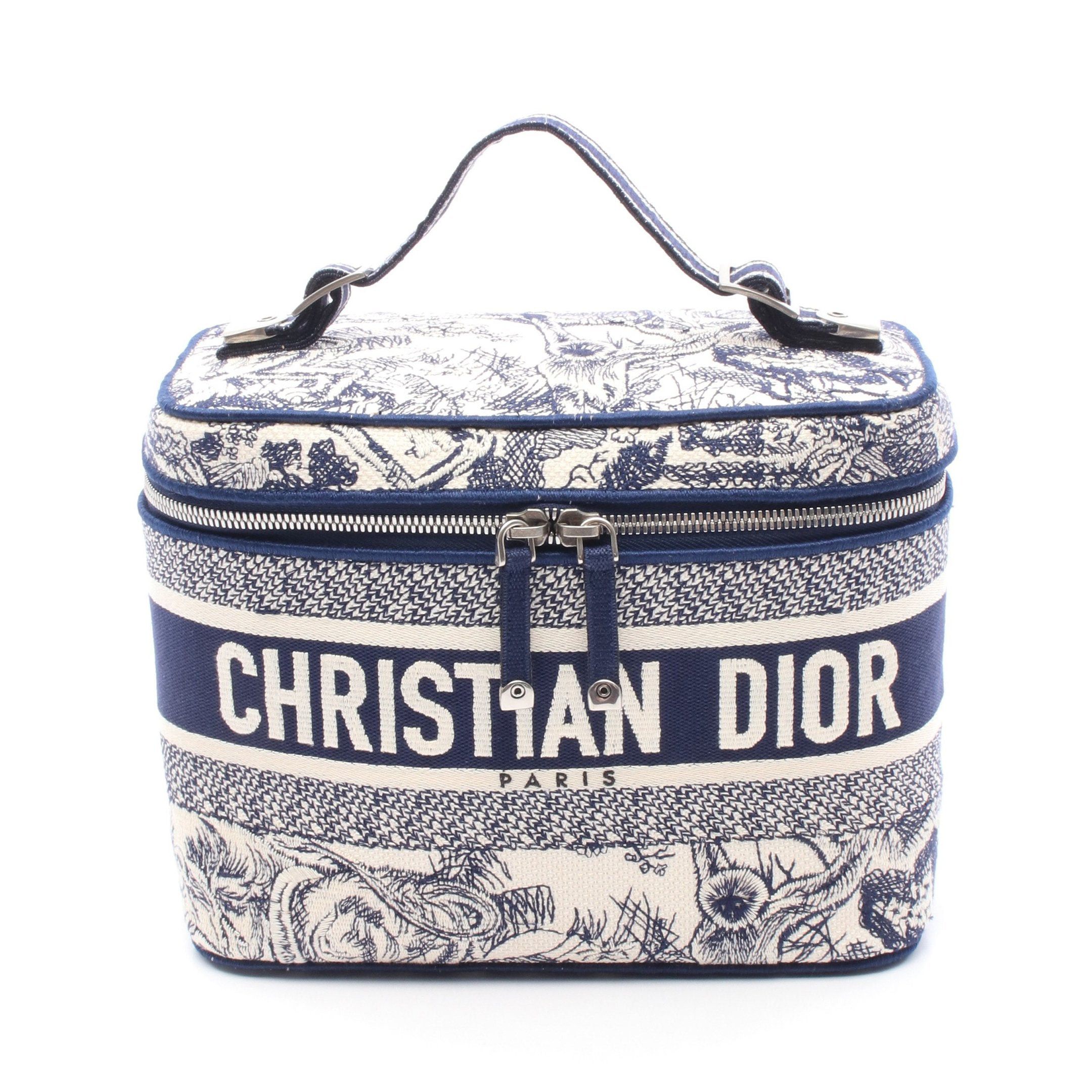 Dior Dior Diortravel Vanity Bag Canvas White Navy Size ONE SIZE - 1 Thumbnail