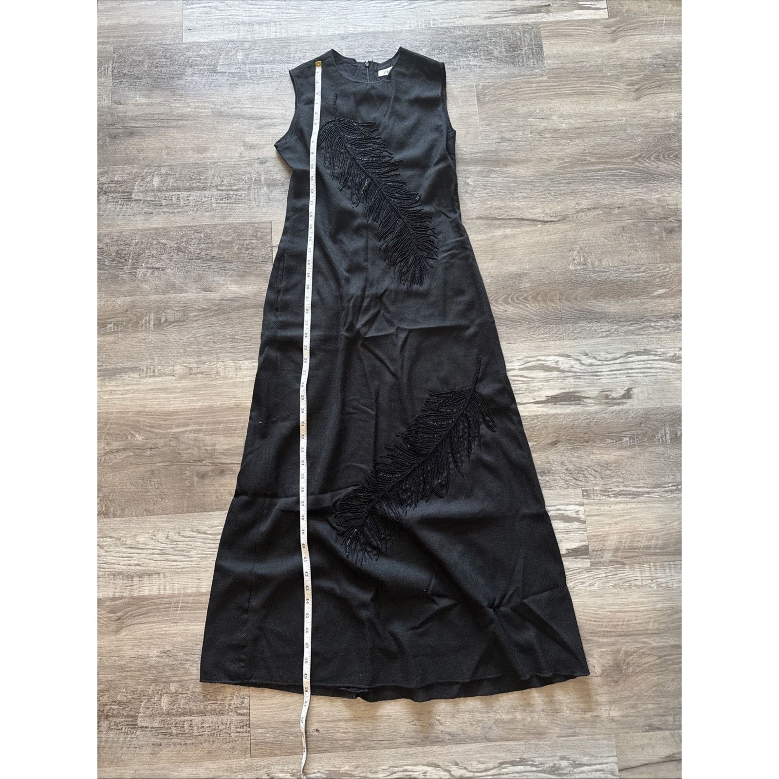 Zara ZARA WOMAN SLEEVELESS EMBROIDERED MIDI DRESS BLACK NEW Size S / US 4 / IT 40 - 2 Thumbnail