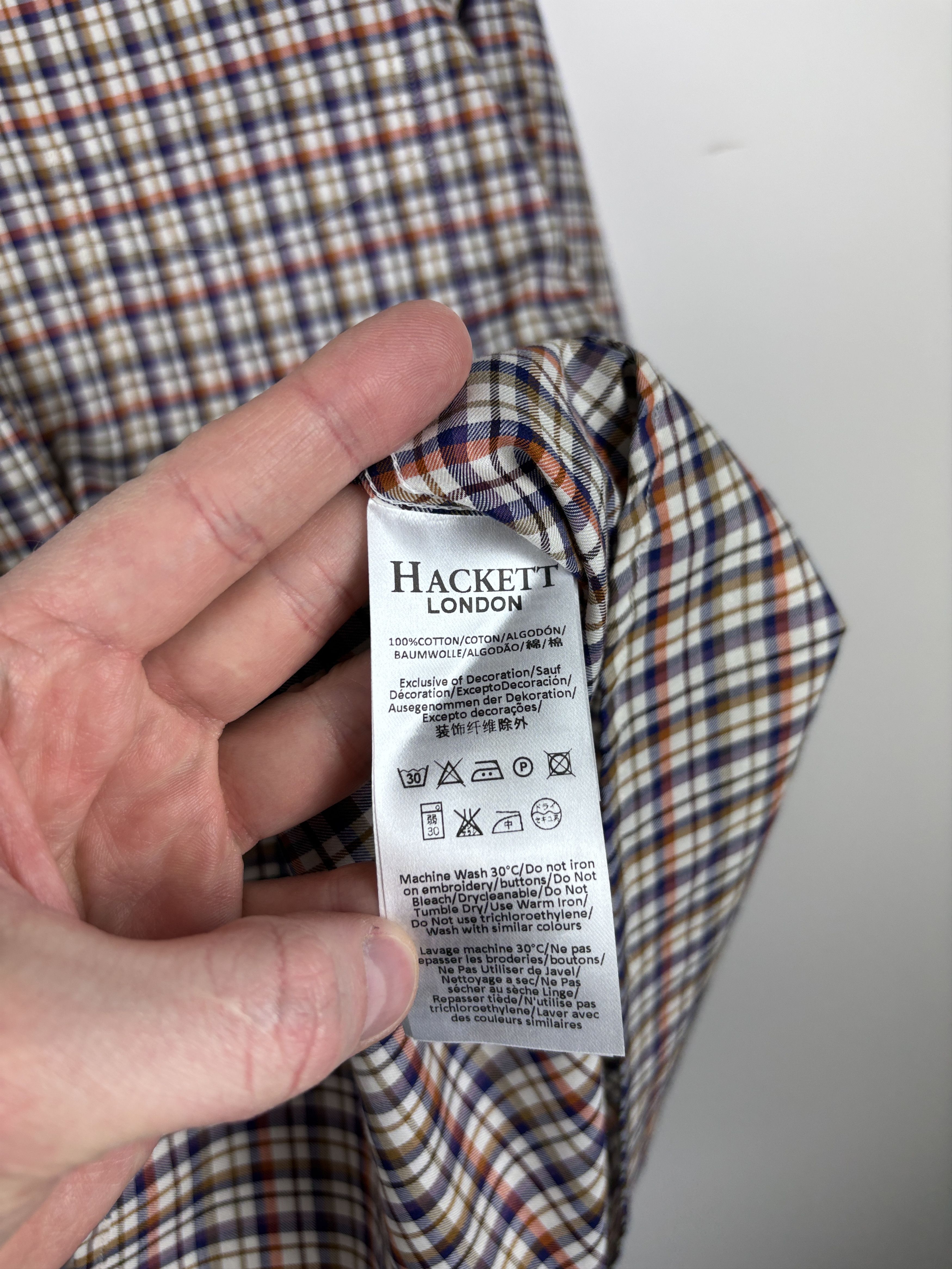 Hackett Hackett London by Thomas Mason Button Check Shirt Slim Fit Size US L / EU 52-54 / 3 - 9 Thumbnail