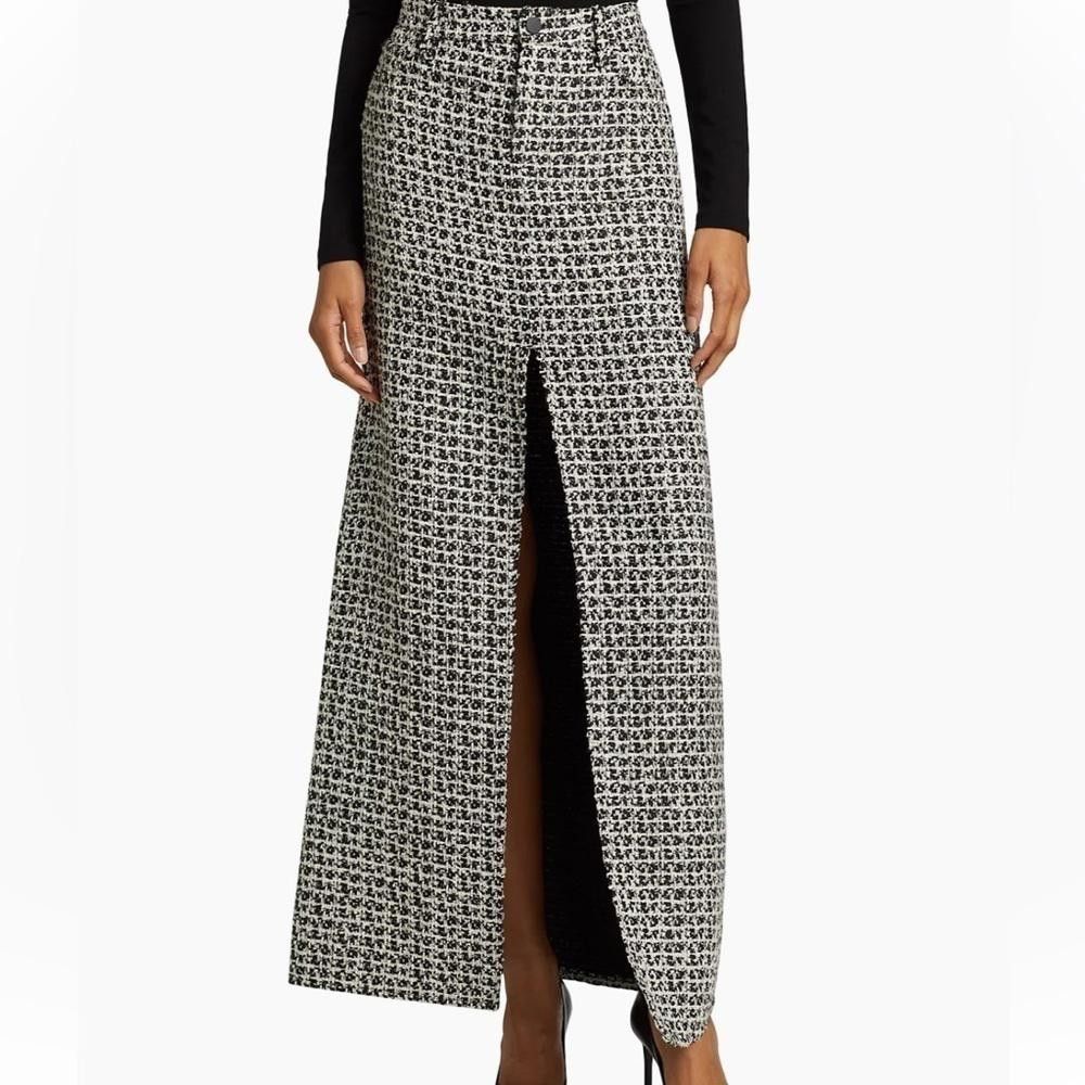Designer Alice + Olivia Rye Slit Skirt Black/off White Size 26" / US 2 / IT 38 - 4 Thumbnail