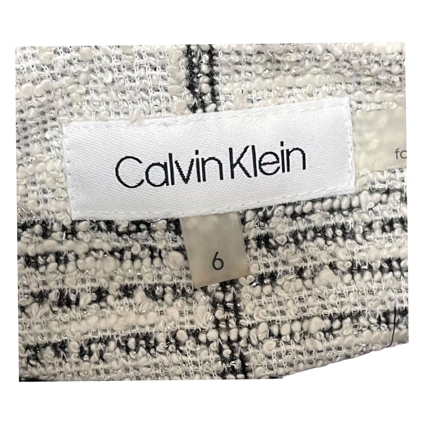 Calvin Klein Calvin Klein Blazer Women’s White & Black Plaid Shimmer Sz 6 Full Zip No Collar Jacket Size M / US 6-8 / IT 42-44 - 5 Thumbnail