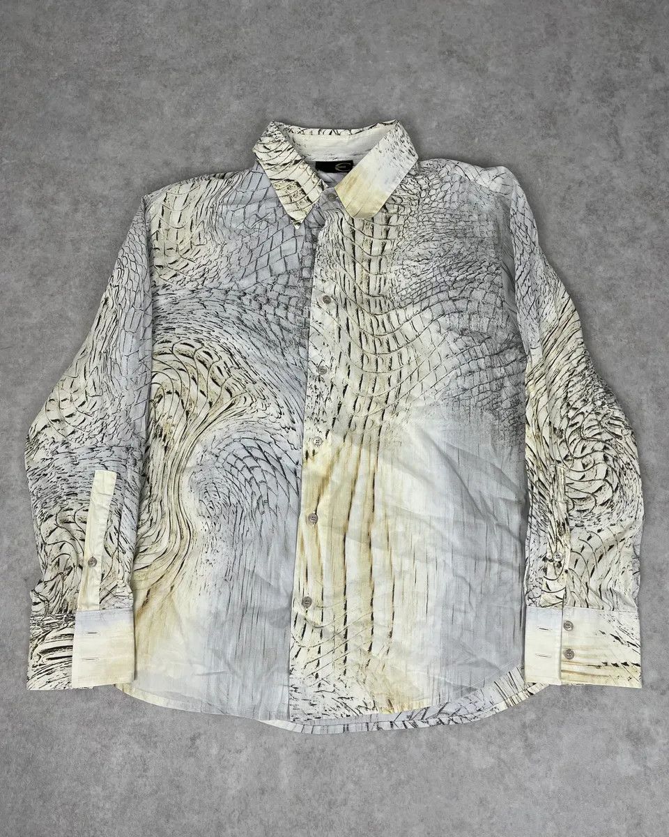 Just Cavalli SS2002 Cavalli Beige Crocodile Effect Abstract Shirt Size US S / EU 44-46 / 1 - 1 Thumbnail