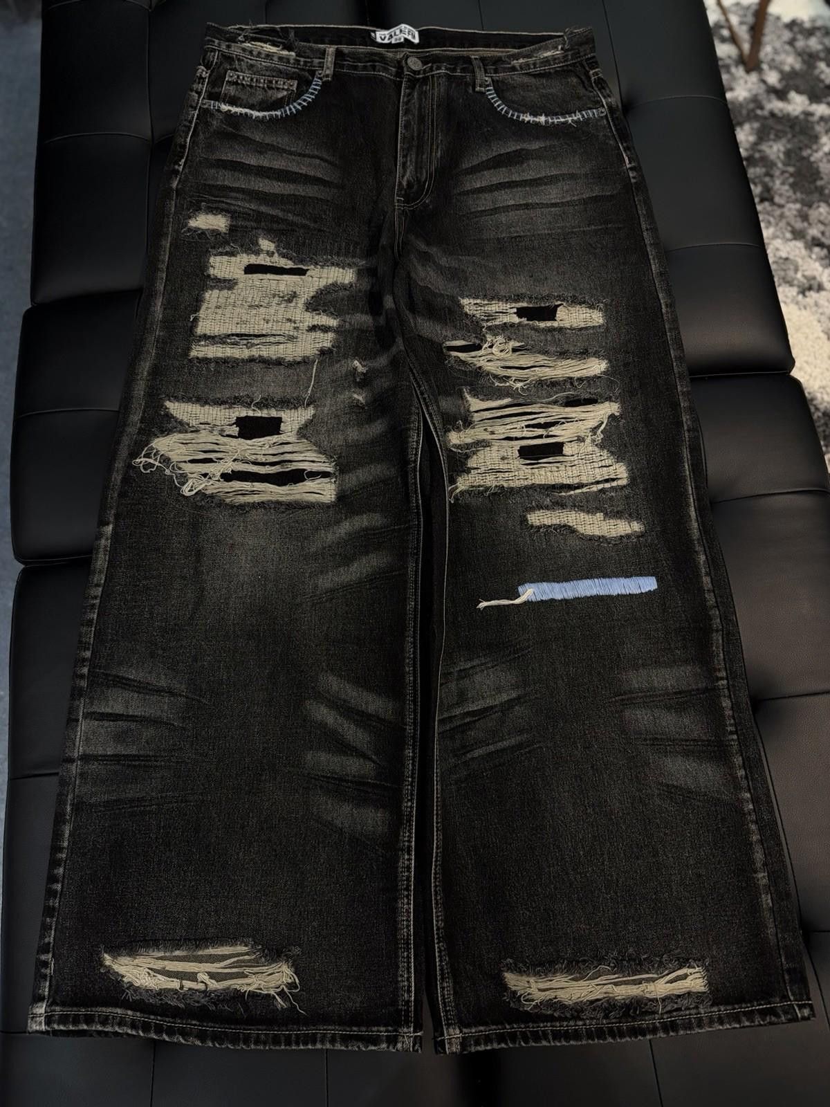Vale Valley Baggy Denim Black Jeans Size 38 (NEW) Authentic Pants Size US 38 / EU 54 - 1 Thumbnail