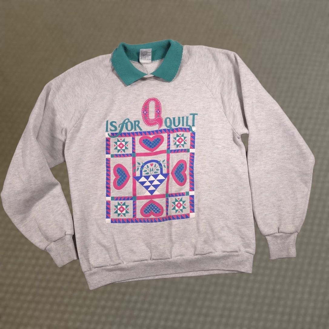 Vintage Vintage Gopher Sport Sweatshirt Womens Large Gray Q Is For Quilt Collared 90s Size L / US 10 / IT 46 - 1 Thumbnail