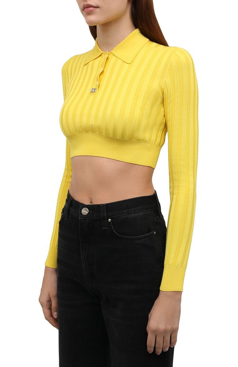 Dolce & Gabbana o1y0925 Polo Sweater in Yellow Size L / US 10 / IT 46 - 2 Thumbnail
