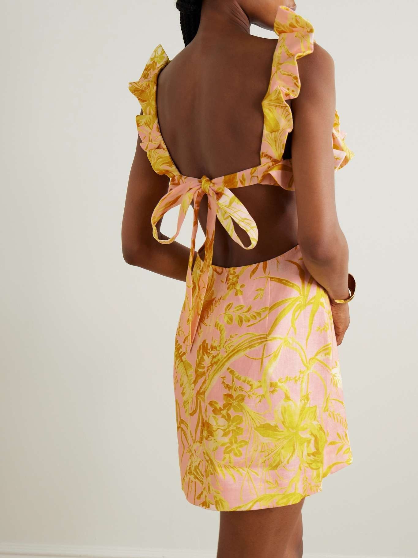 Zimmermann oc11z0525 Detailed Open Back Ruffled Floral Mini Dress Size S / US 4 / IT 40 - 3 Thumbnail