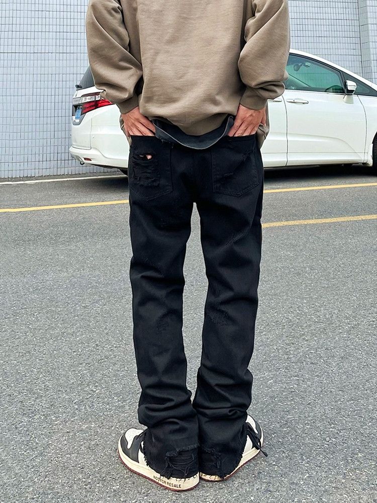 Jean × Vintage Trash Straight Jeans Ripped Raw Edge Destroyed Size US 29 - 3 Thumbnail