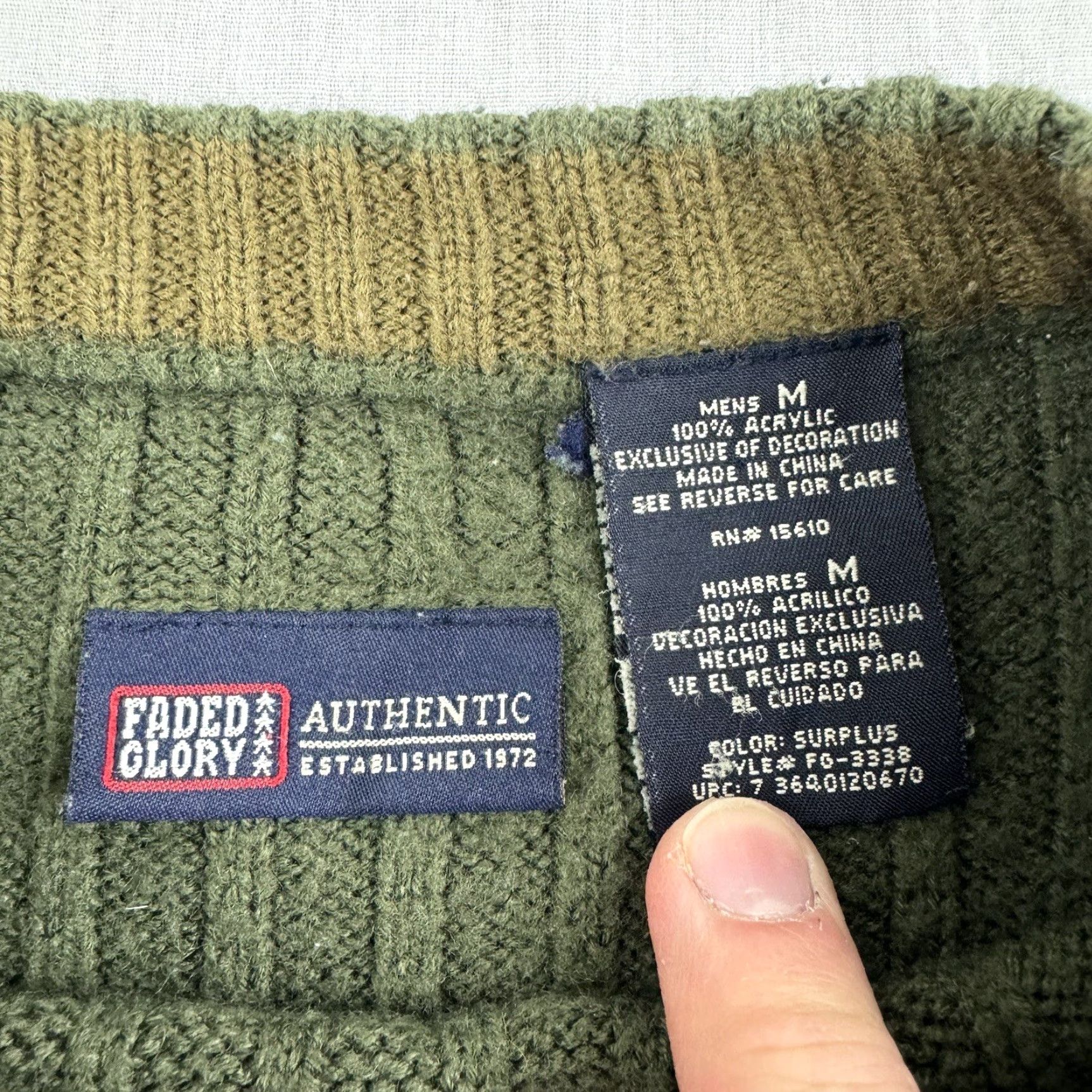 Faded Glory VINTAGE Faded Glory Sweater Men Adult Medium Green Military Style Pullover Crew Neck Casual USA Y2K Size US M / EU 48-50 / 2 - 4 Thumbnail