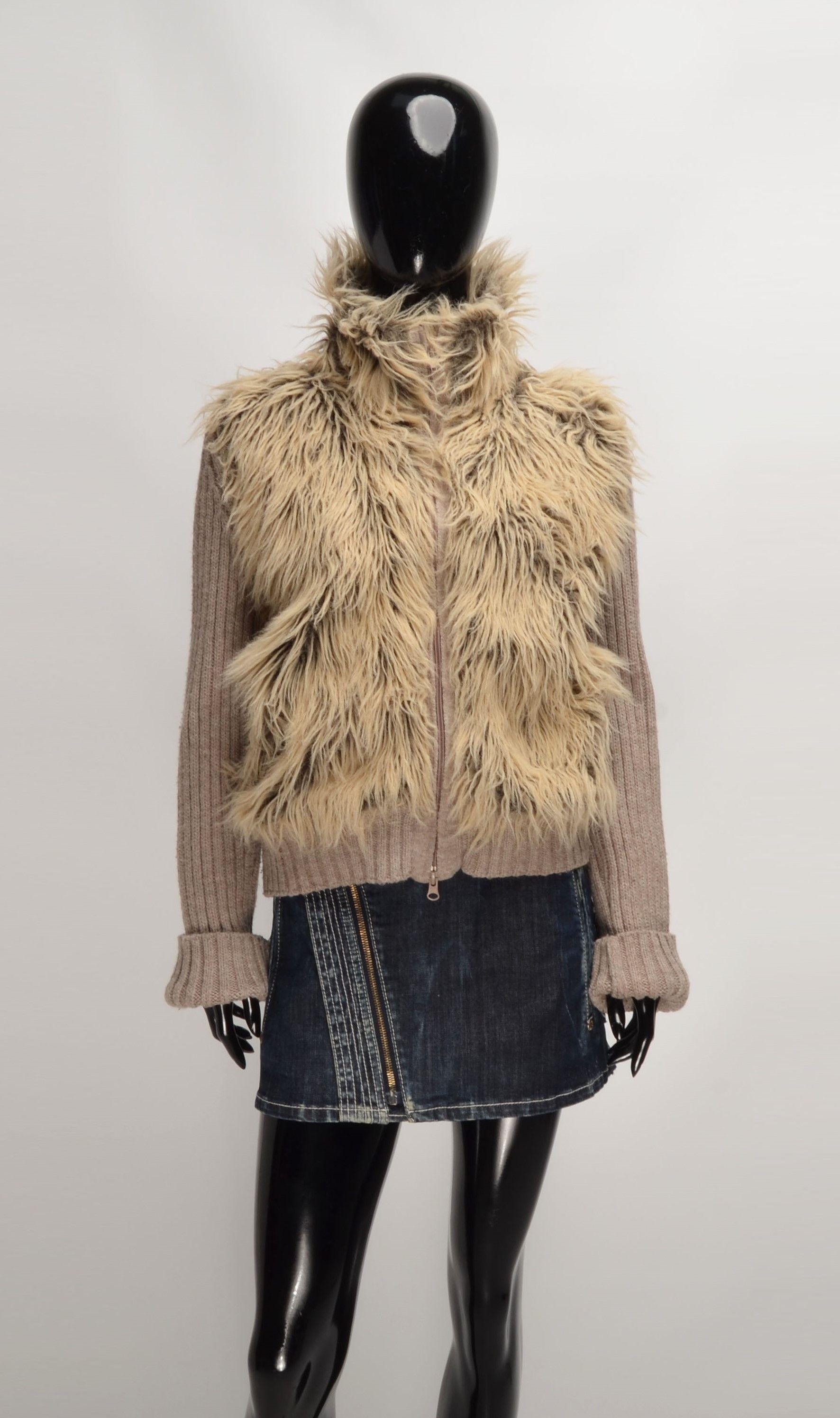 Designer × Morgan De Toi × Vintage Morgan De Toi Y2K Vintage Faux Fur Zip Cardigan Jacket Size M / US 6-8 / IT 42-44 - 1 Thumbnail