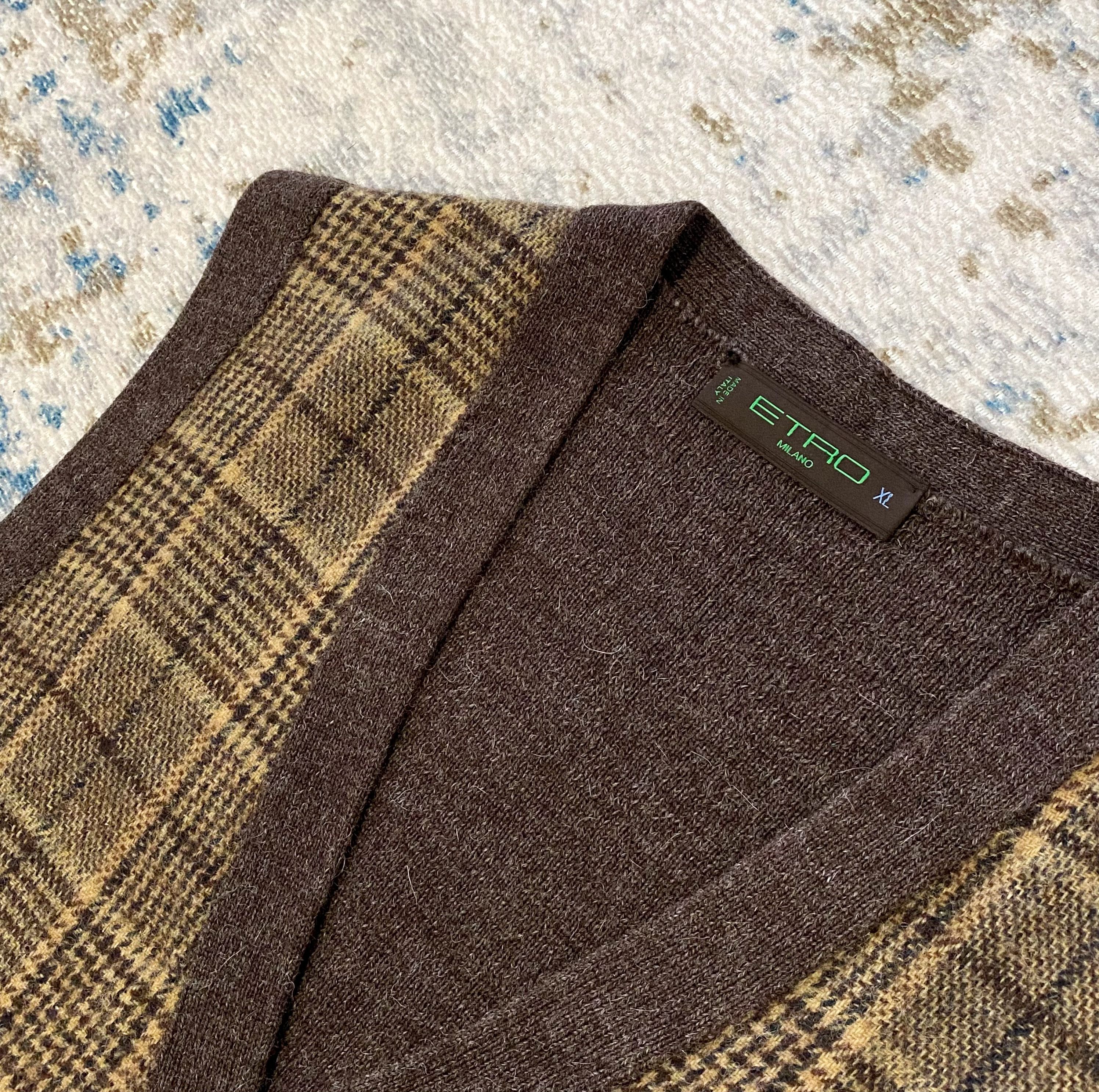 Etro Etro Milano Virgin Wool & Alpaca Vest with Checkered Pattern Size L / US 10 / IT 46 - 6 Thumbnail