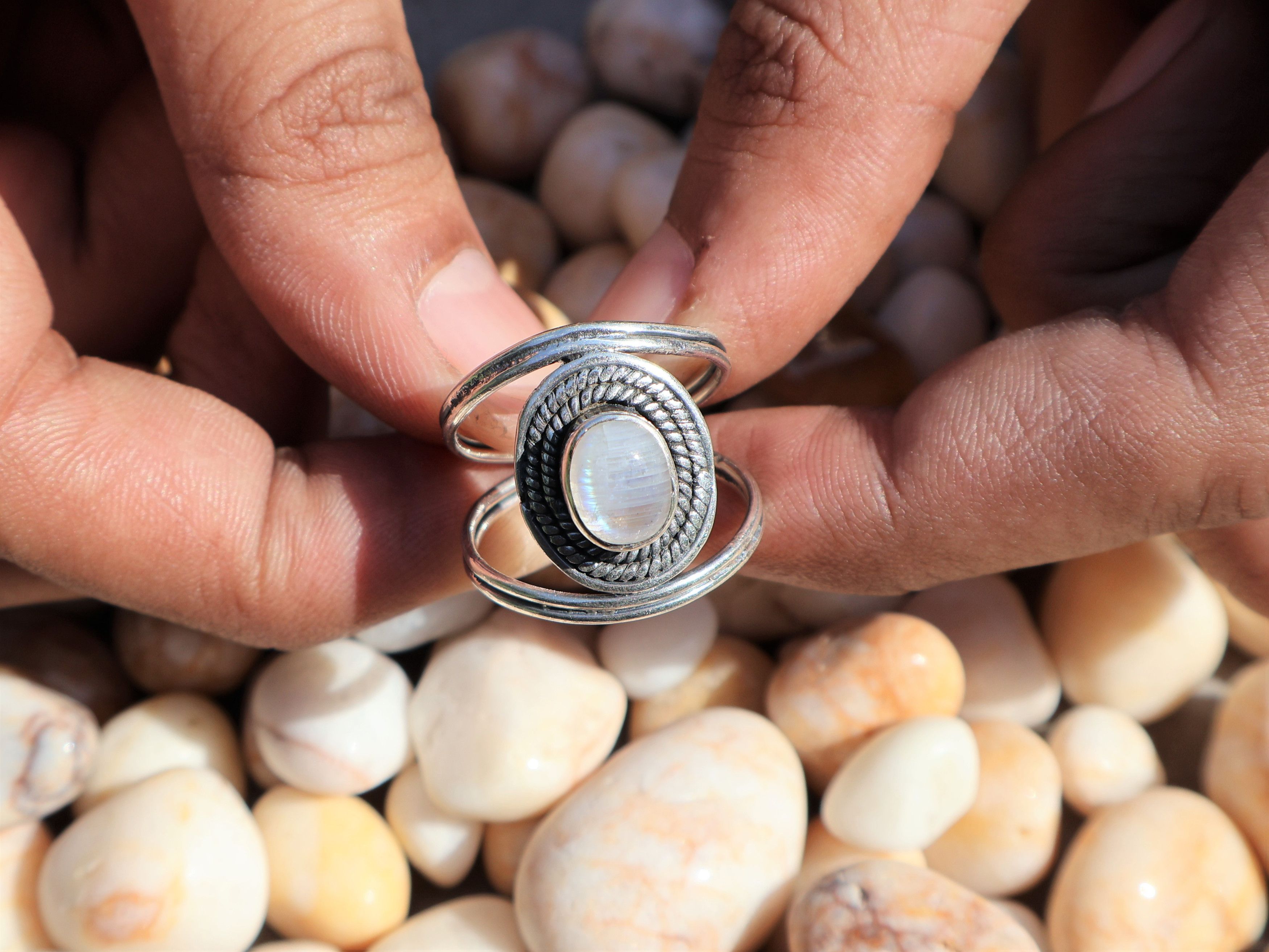 Handmade Moonstone Ring, Sterling Silver Jewelry, Handmade Women Ring Size ONE SIZE - 5 Thumbnail