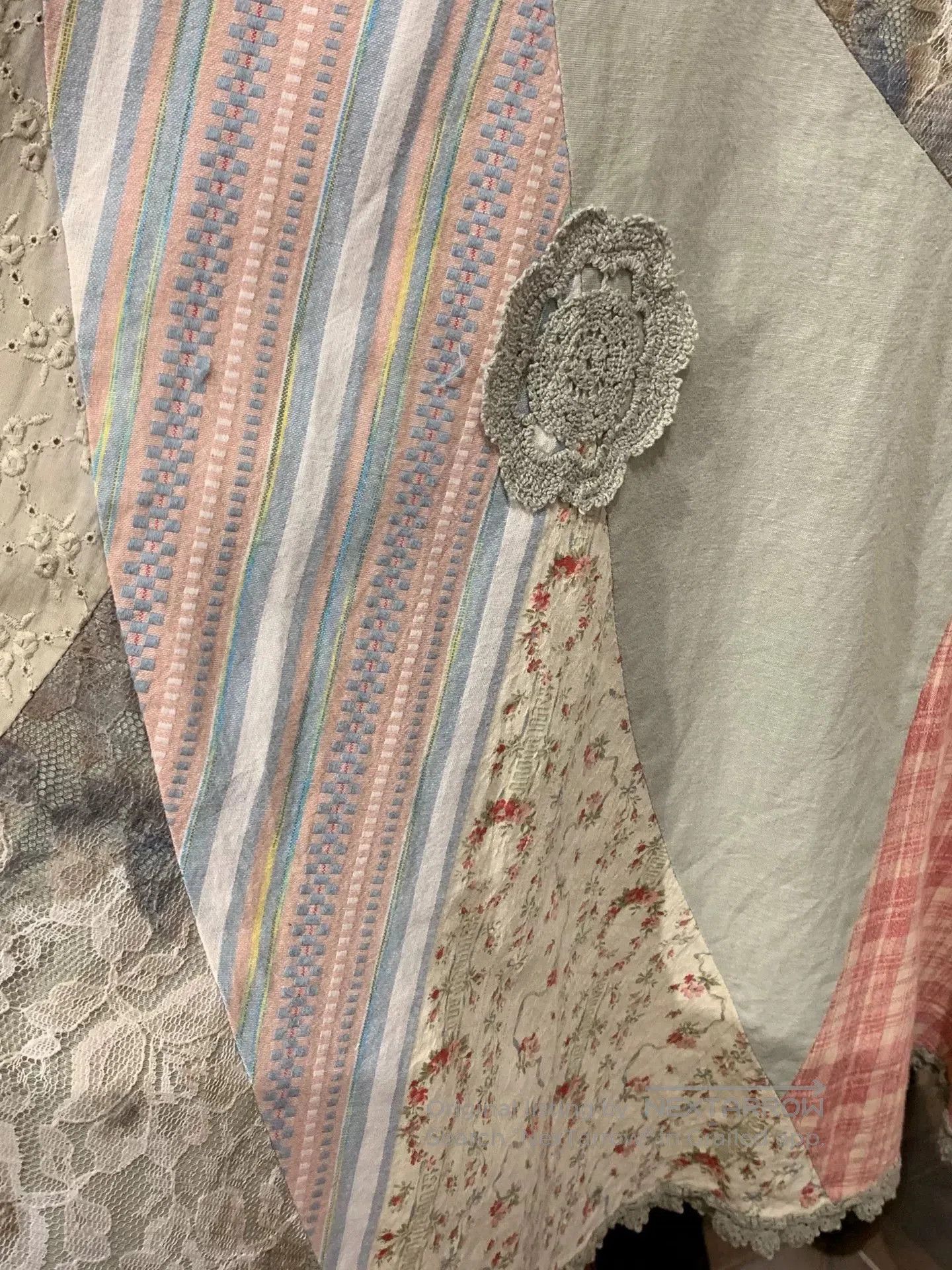 Mademoiselle Non Non Embroidered Patchwork Lace Skirt. Size 31" - 3 Thumbnail