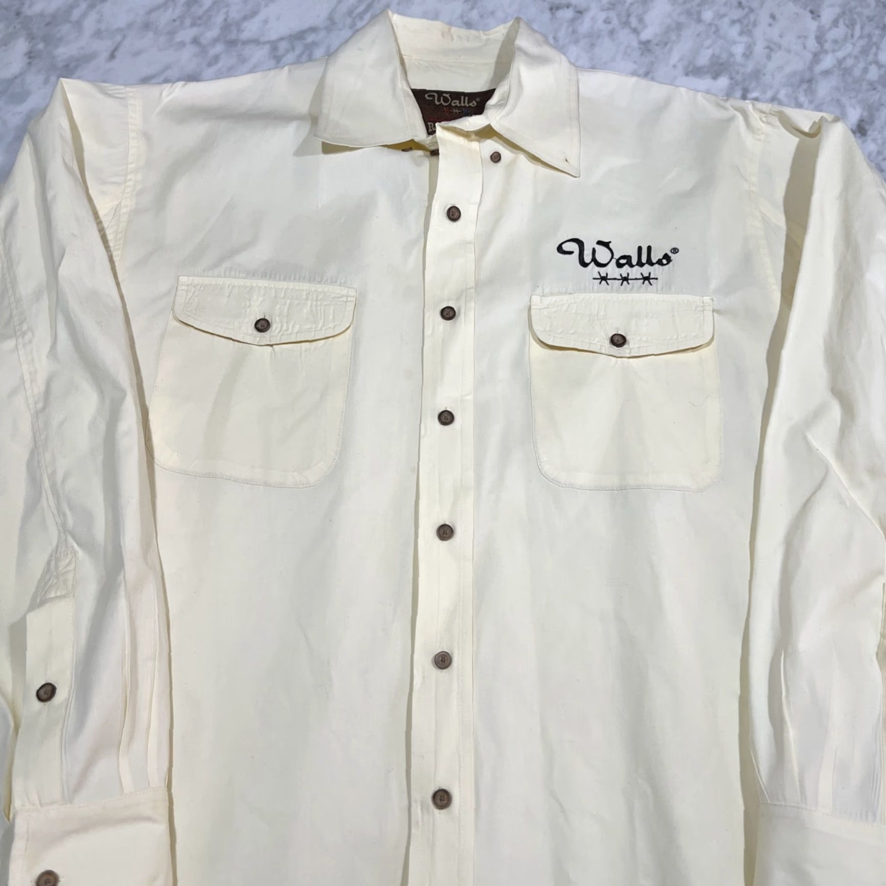 Walls VINTAGE Walls Ranch Wear Shirt Mens LT Button-Down Long Sleeve Pale Yellow Logo Western Size US L / EU 52-54 / 3 - 2 Thumbnail