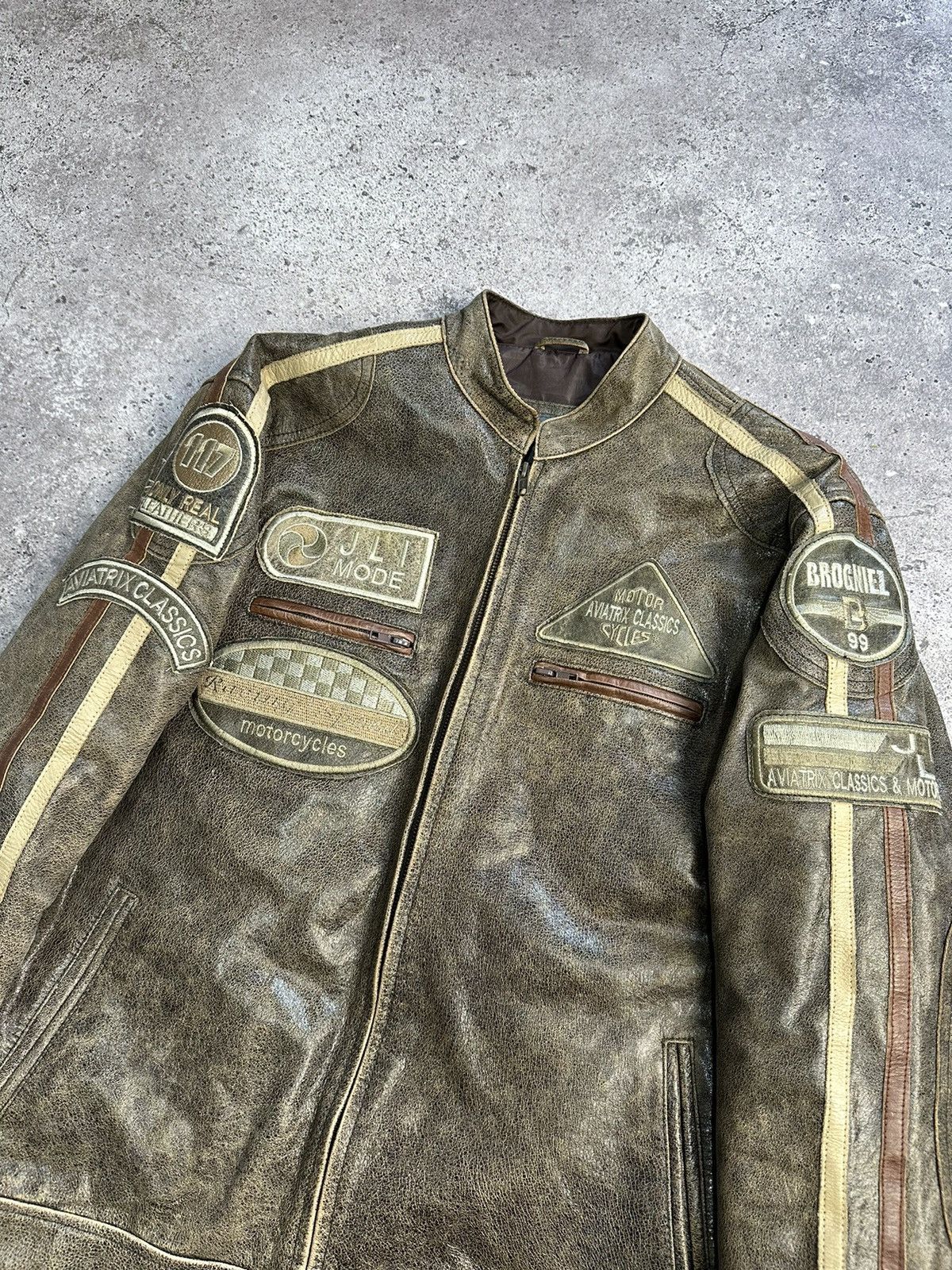 Vintage Vintage Y2K Leather Jacket Racing MOTO Archive Boxy Aviatrix Size US L / EU 52-54 / 3 - 7 Thumbnail