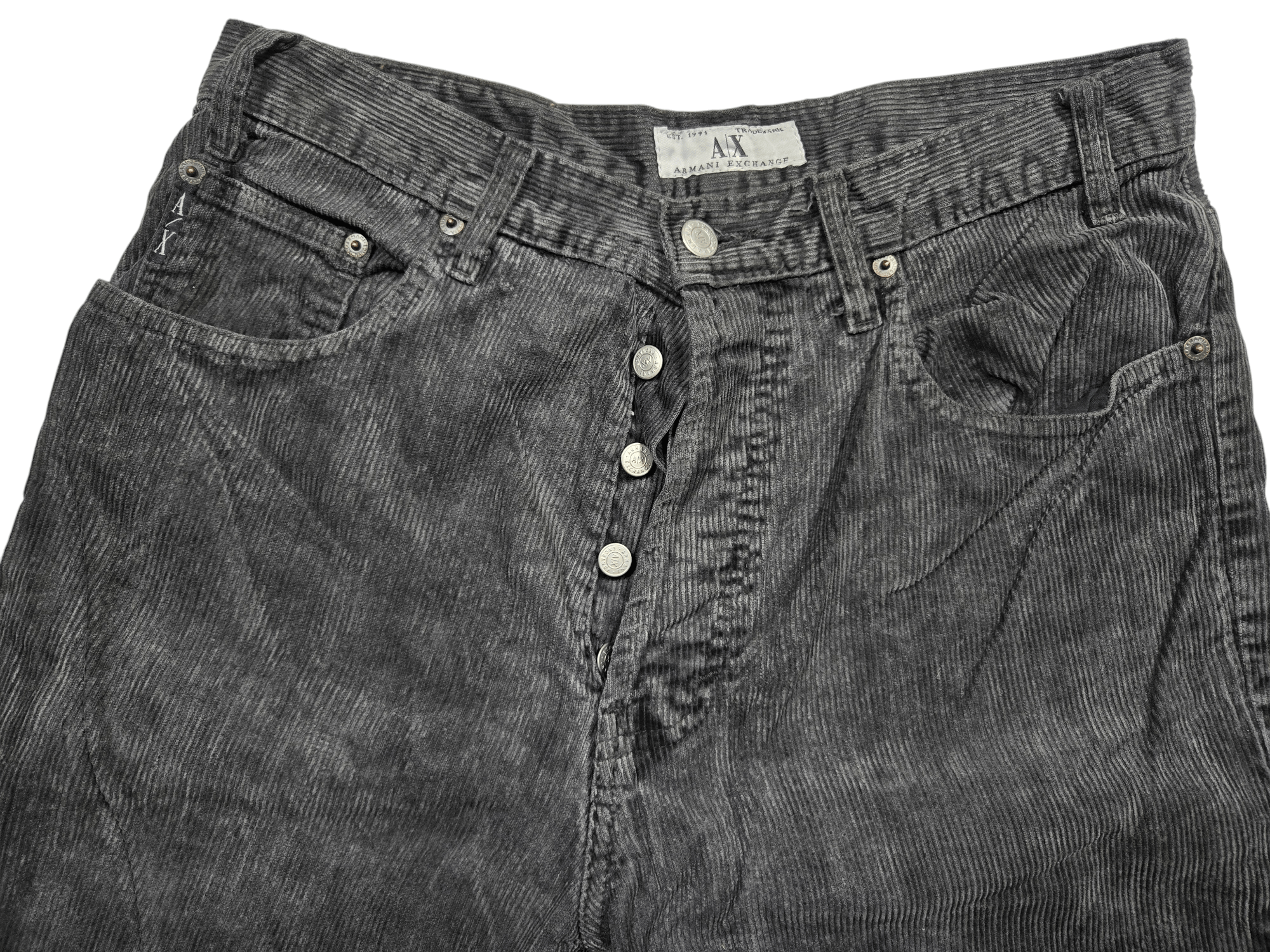 Armani Exchange Vintage 00s Y2K AX Armani Exchange Baggy Corduroy Brass Logo Size US 32 / EU 48 - 6 Thumbnail