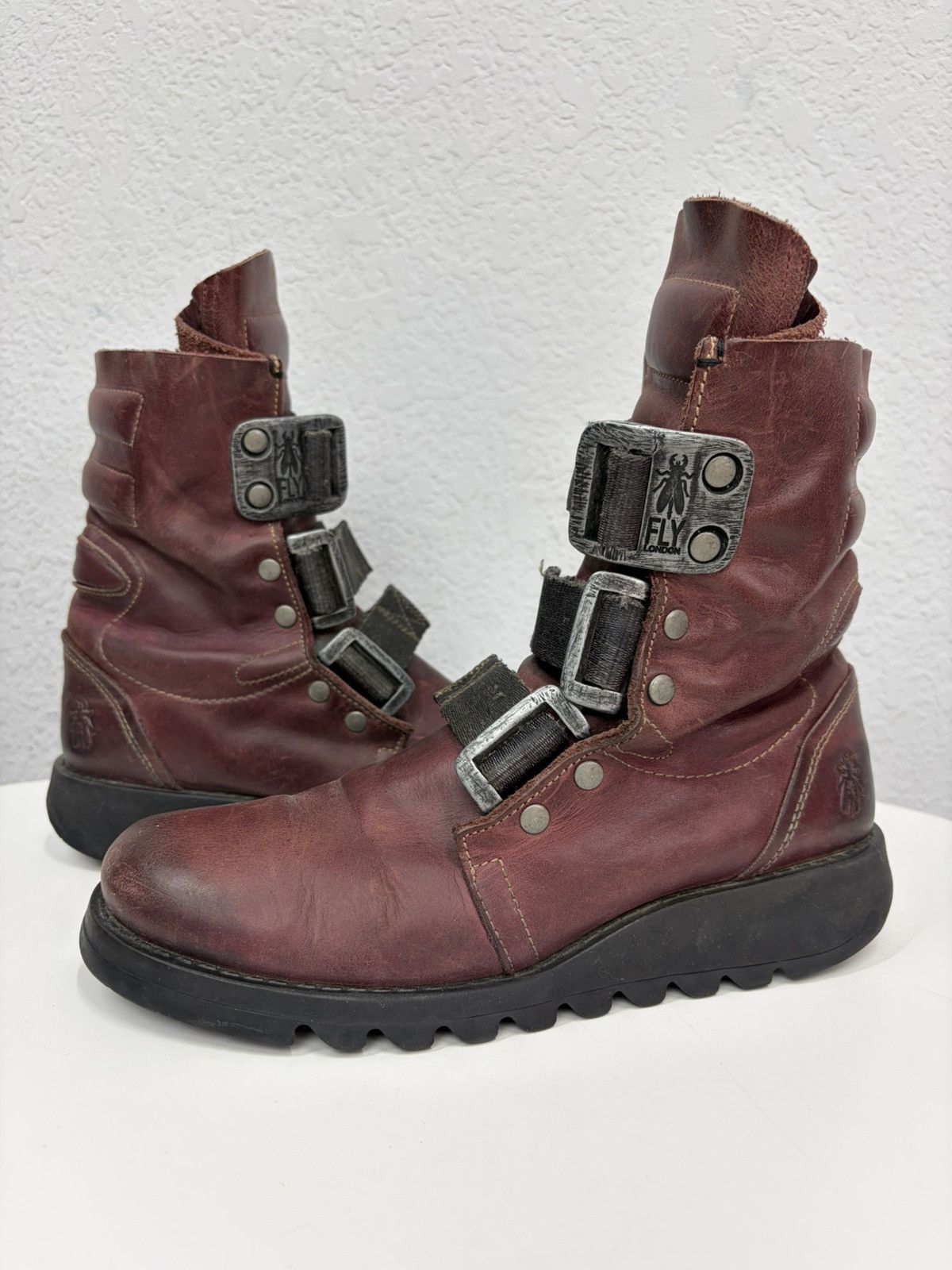 Hedi Slimane Vintage Rick Owens Vibe Leather Combat Biker Boots Archive Size US 6.5 / EU 39-40 - 9 Thumbnail